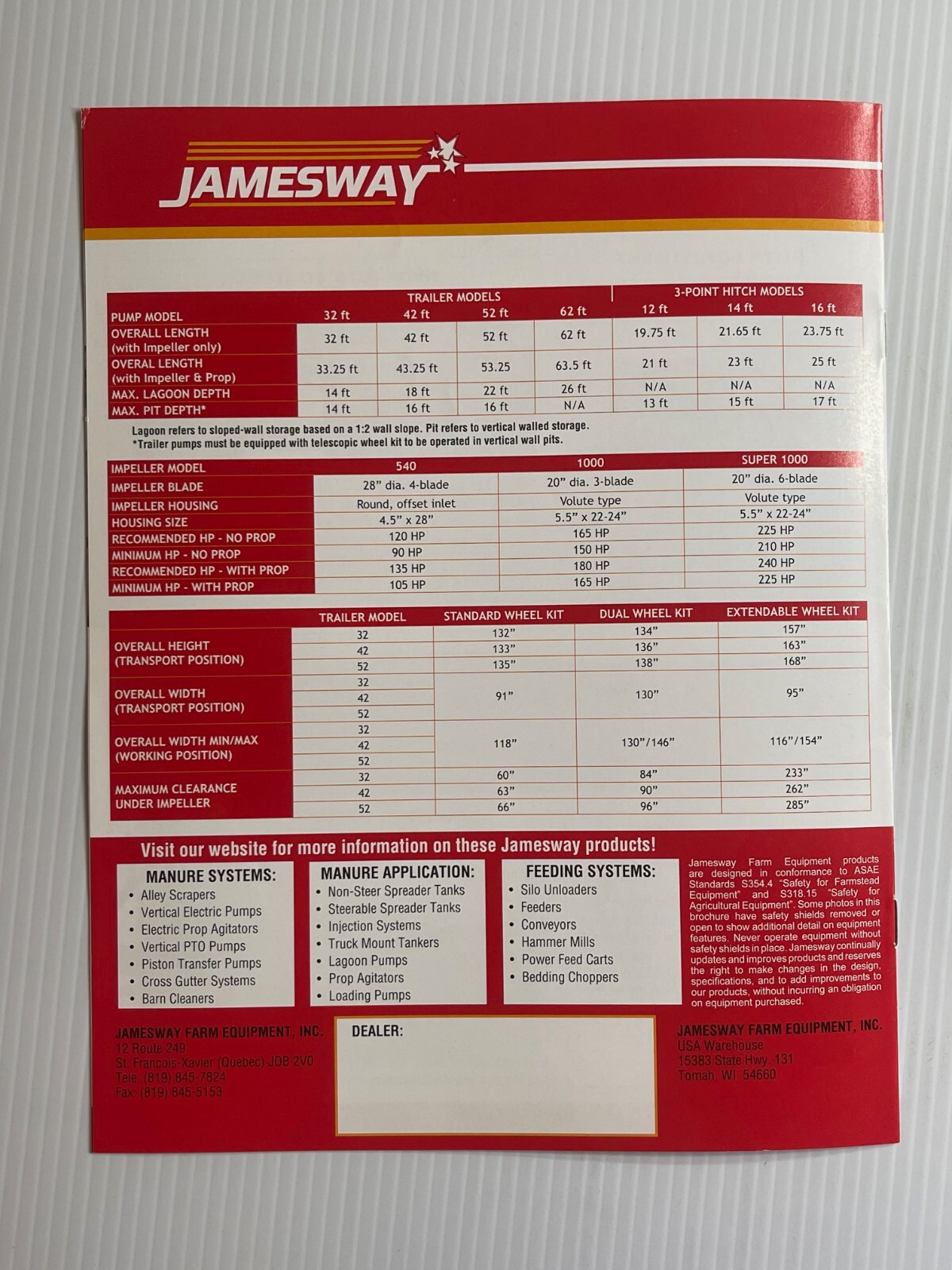 Jamesway Ultra-Pump Commercial Series Sales Brochure 2000s (Showroom Sales Book)