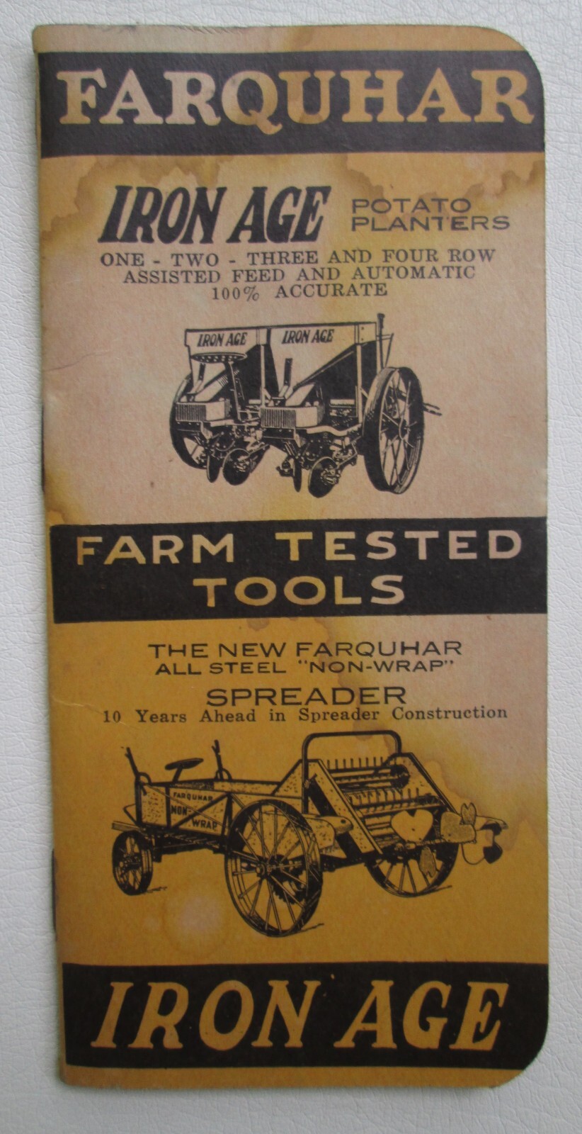 Farquhar Iron Age Pocket Notebook Potato Planter Spreader Diggers Transplanter