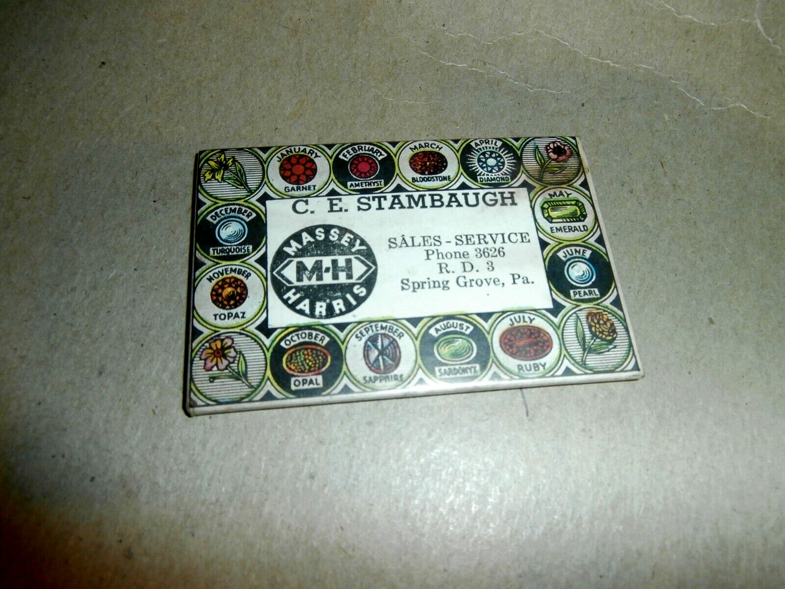 Vtg Massey Harris Tractor Sales Advertising Mirror C E Stambaugh Spring Grove PA