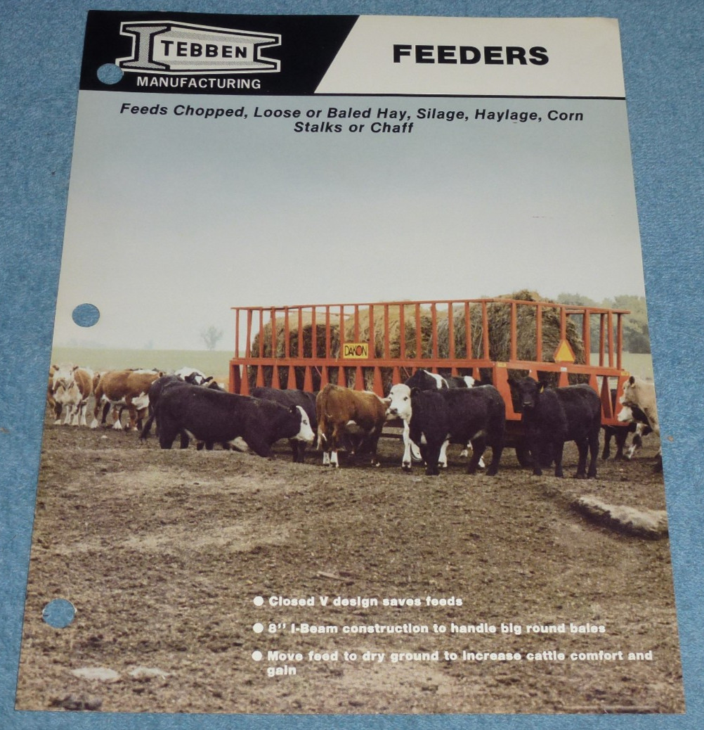 Vintage Tebben Feeders Farm Equipment Brochure Sheet