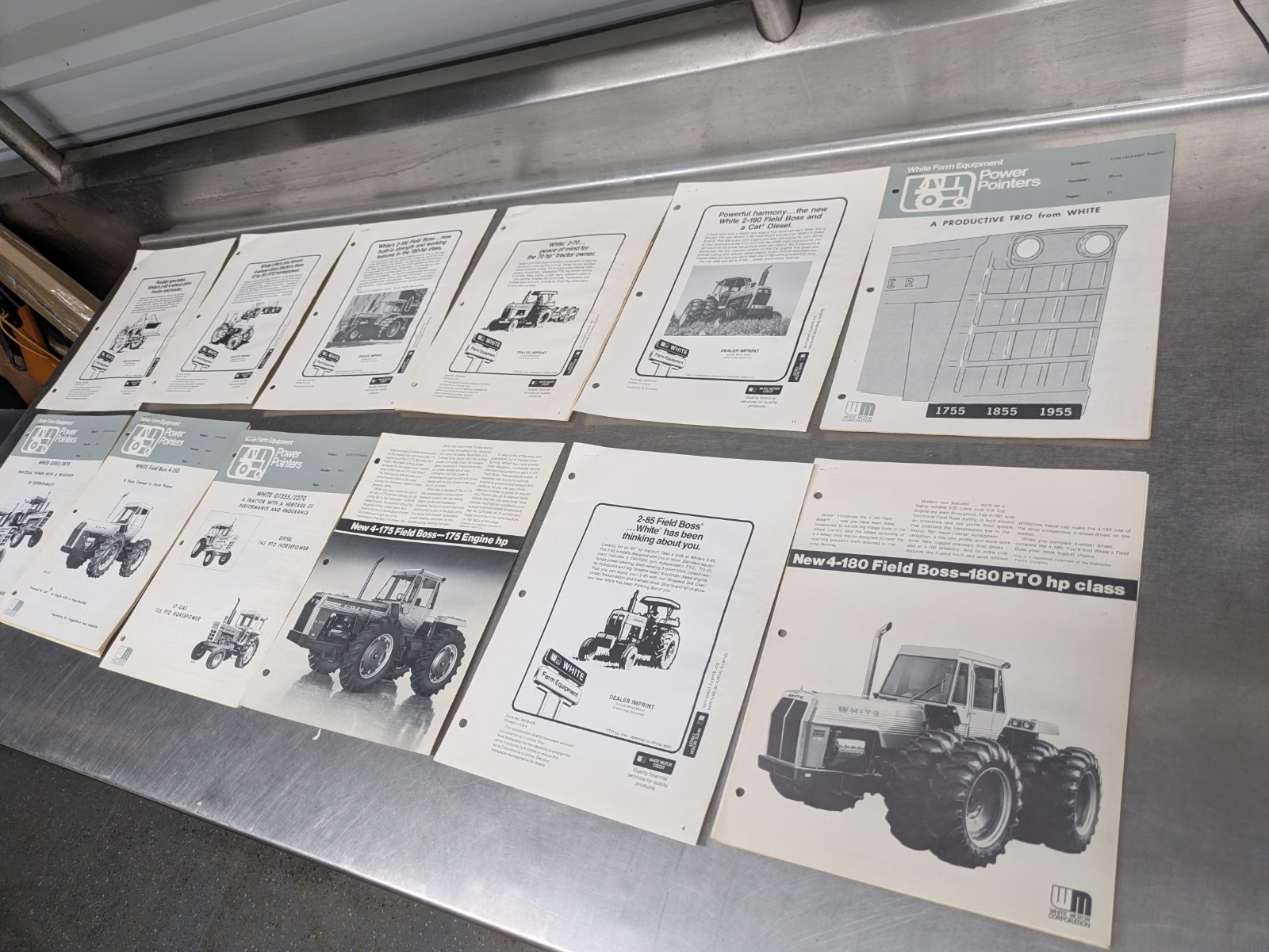 Lot Of 12 White Tractors Implements Dealership Sales Brochures Information