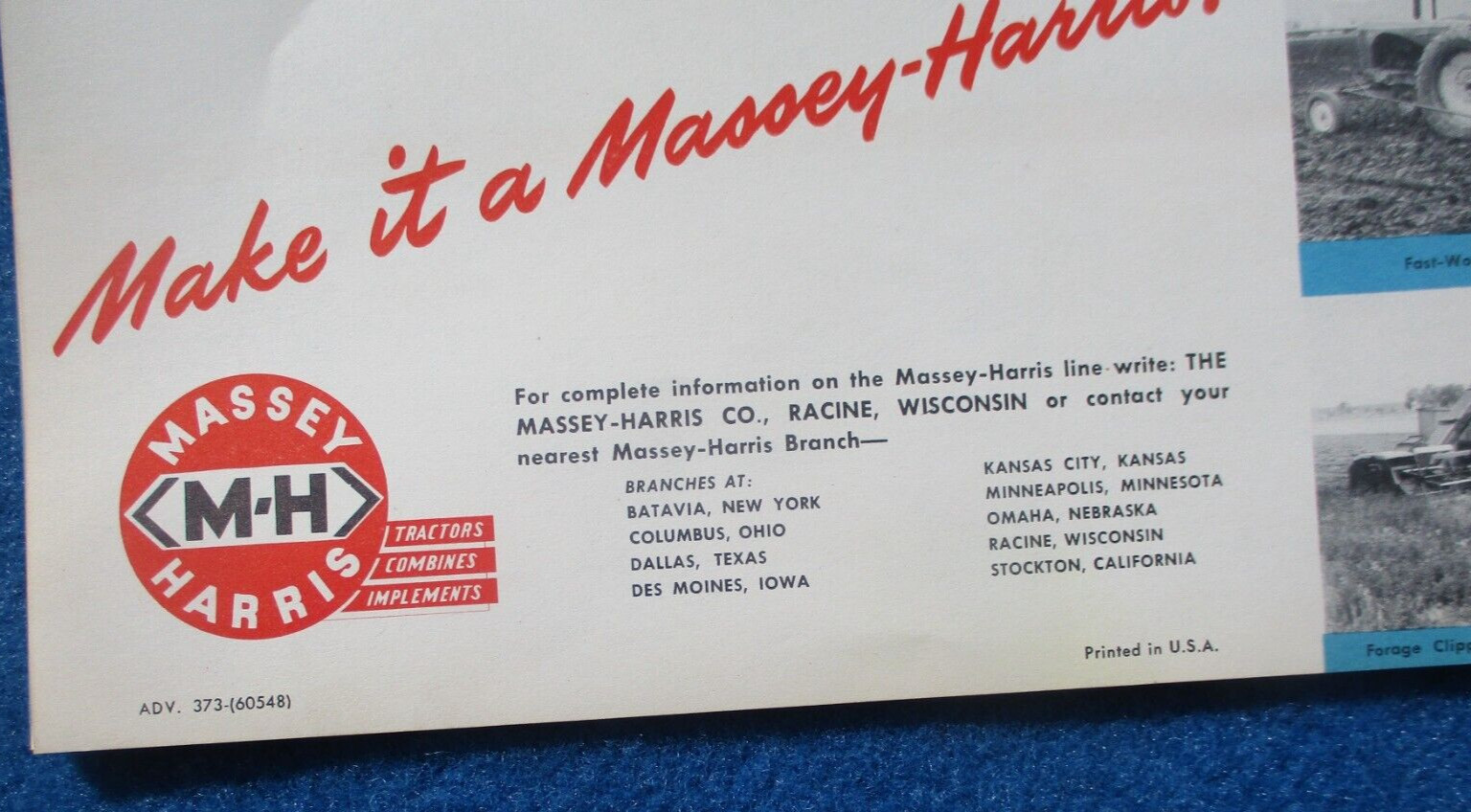 Massey Harris 1950&rsquo;s Combine Sales Booklet Many Full Color Pages Original NOS