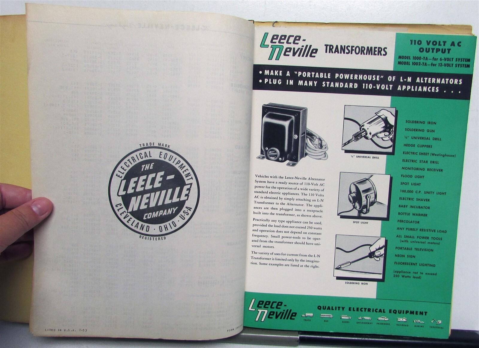 1953 Leece-Neville Electrical Parts List Diagrams A.C. Service Manual