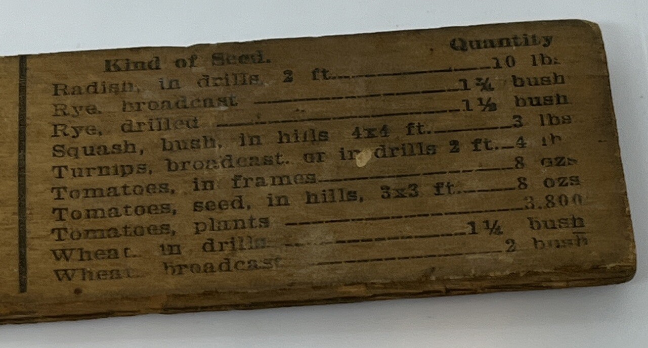 S.P. LUMMUS SUPPLY CO. PHILADELPHIA PA Ruler Seed Per Acre Guide Implements Farm