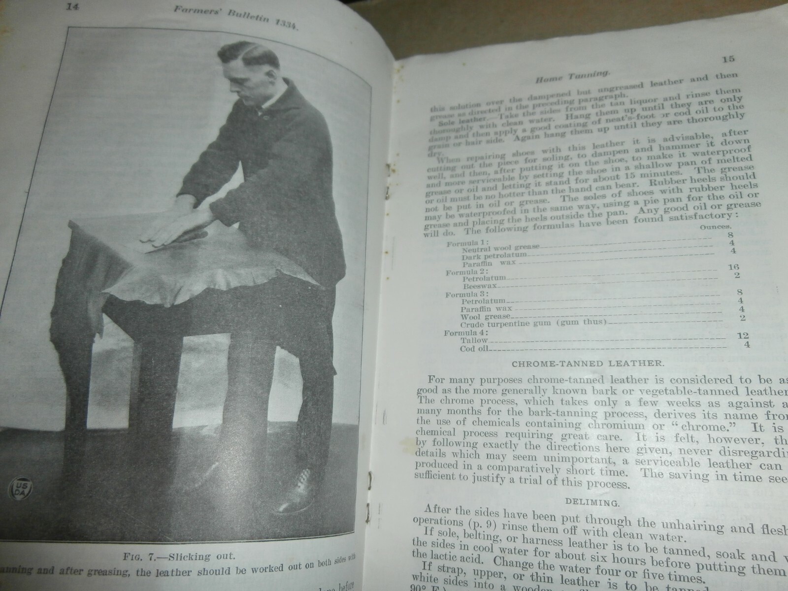 US Department of Agriculture Farmers Bulletin Home Tanning of Leather Fur Skins