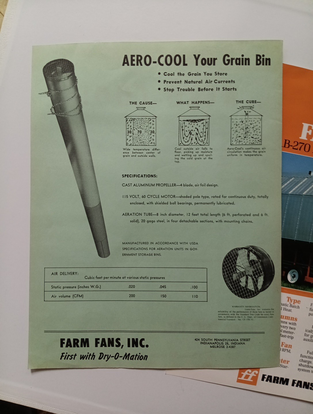 2 Vintage Farm Fans Advertising Flyer Lot Bulletins