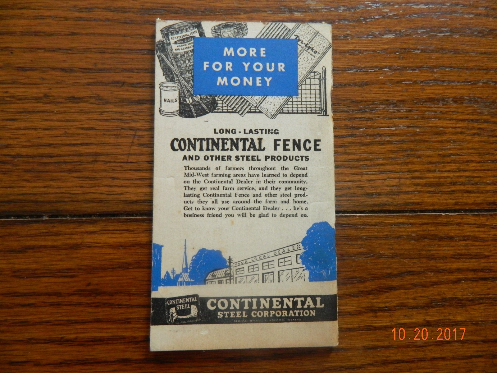 CONTINENTAL STEEL 1952 FARM RECORD BOOK ALVIN KRELL CO.SPRINGFIELD,ILLINOIS