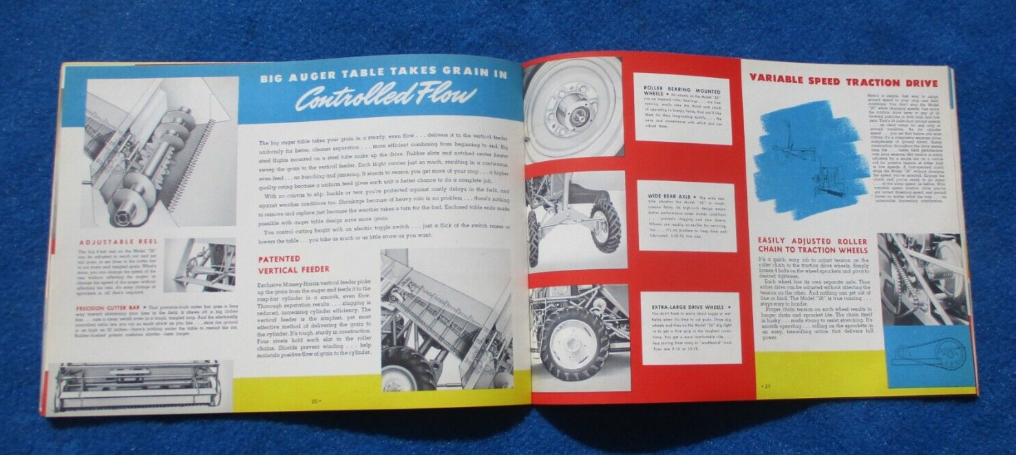 Massey Harris 1950&rsquo;s Combine Sales Booklet Many Full Color Pages Original NOS