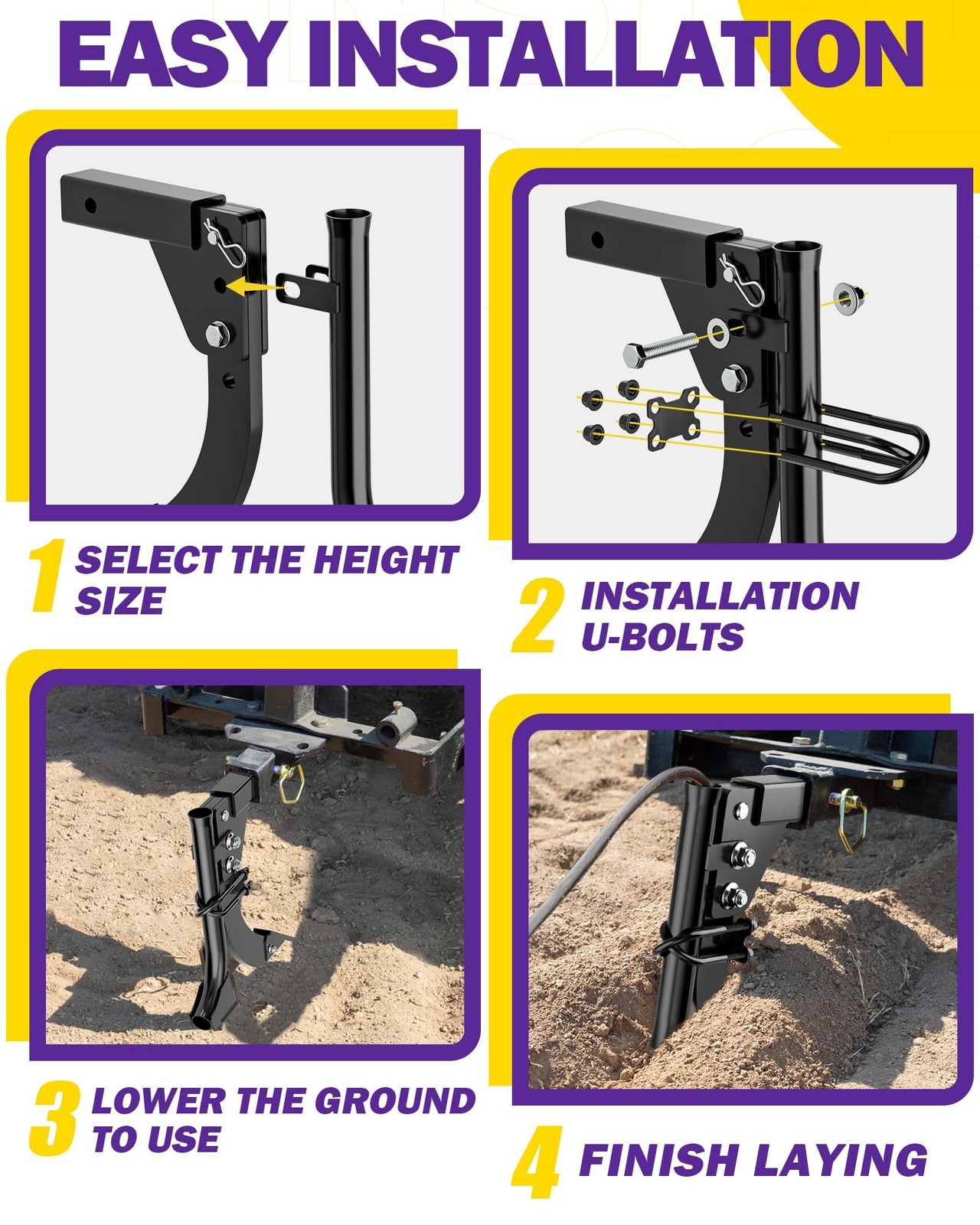 Pipe Layer Attachment Fits Hitch Mounted Ripper Trencher Accessories, Flexibl…