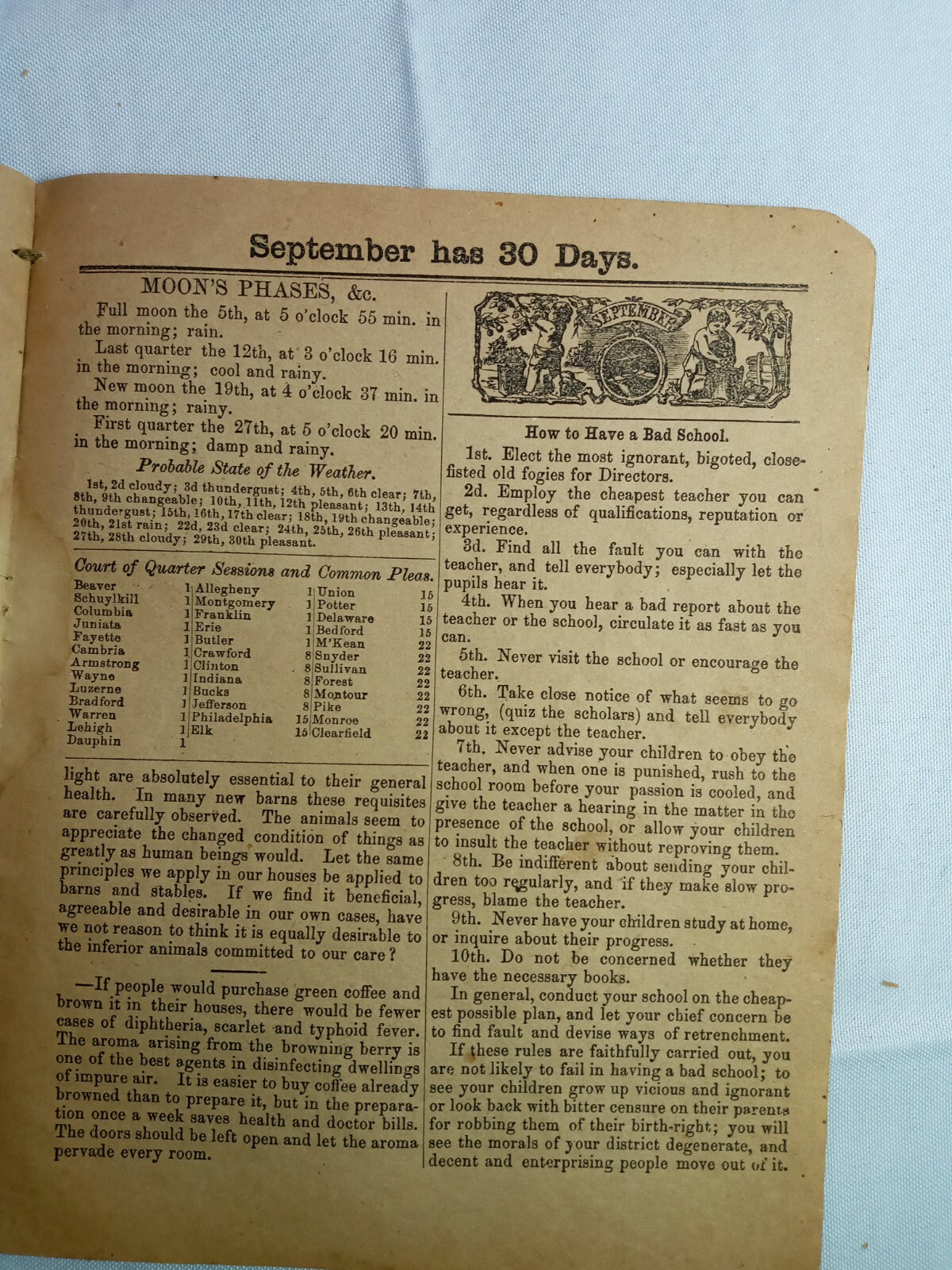 Vintage 1884 John Bear Baer&rsquo;s Agricultural Almanac Lancaster, PA Antique Farmers