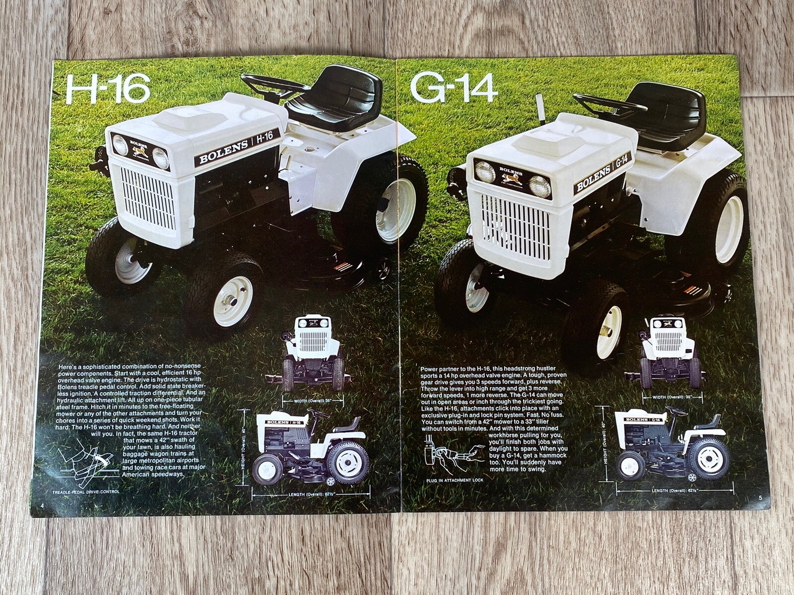 1973 Bolens Husky Brochure Lawn & Garden Tractors Sales Specification Catalog