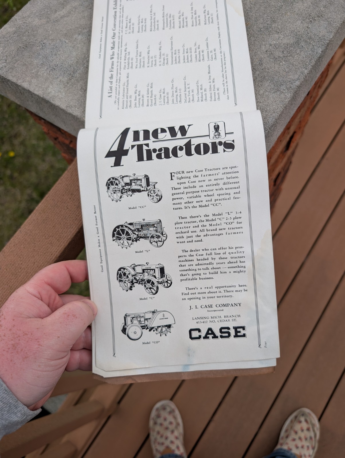 Michigan Farm Equipment Program 1930 Advertising John Deere Fordson Case Tractor
