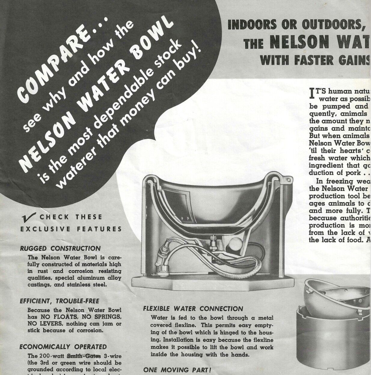 Nelson Automatic Water Bowl Livestock Cow Agricultural Flyer Advertisement