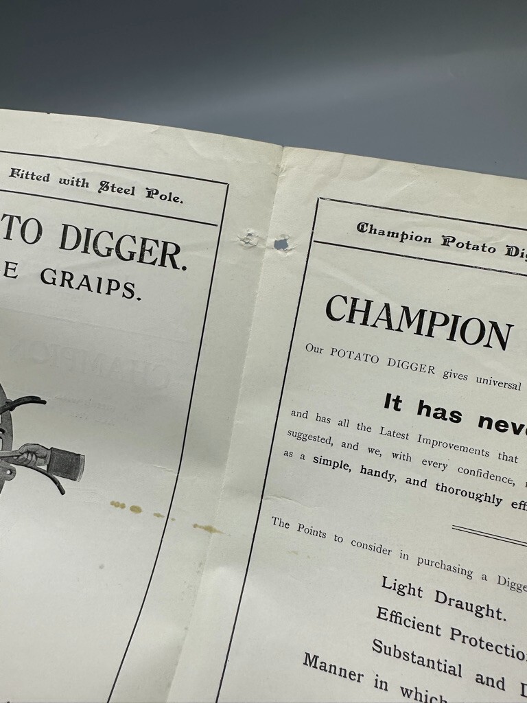 Antique CHAMPION POTATO DIGGER Wallace & Sons GLASGOW Advertising FARM Brochure