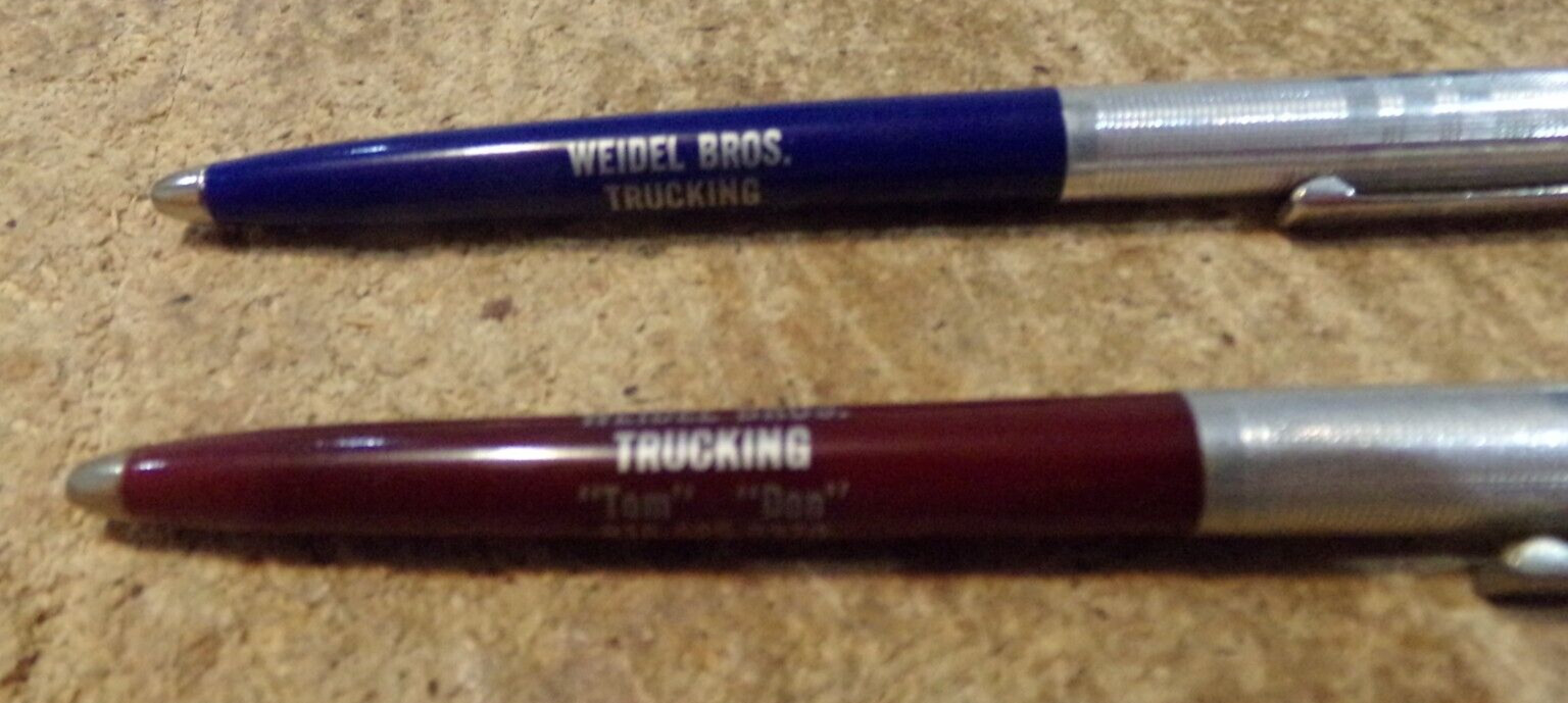 2-lot vintage weidel bros. trucking sterling,il. pens in good shape used