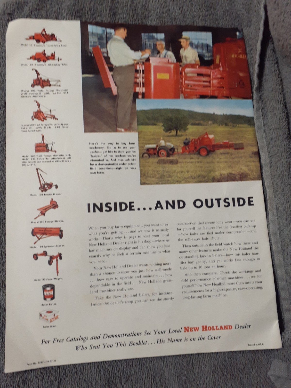New Holland Handbooks – Indoor Pasture and Feeding Grass Dated 1952