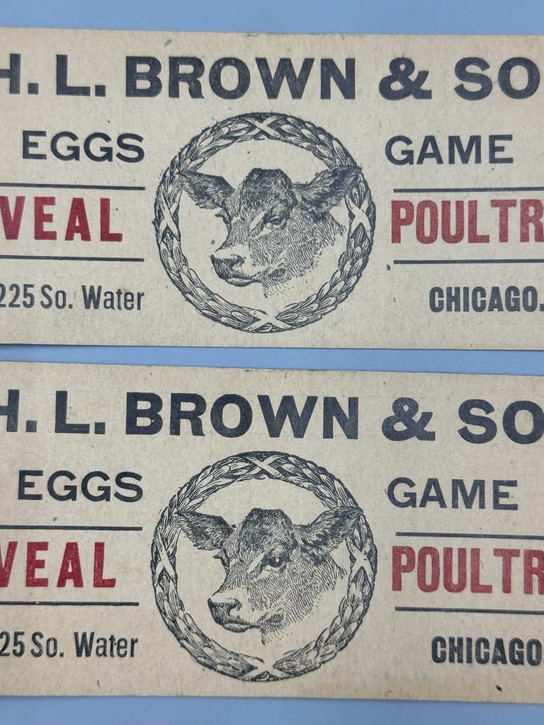 c 1910 LIVESTOCK Commission EGG Veal GAME Poultry Shipping Tags Farm Advertising