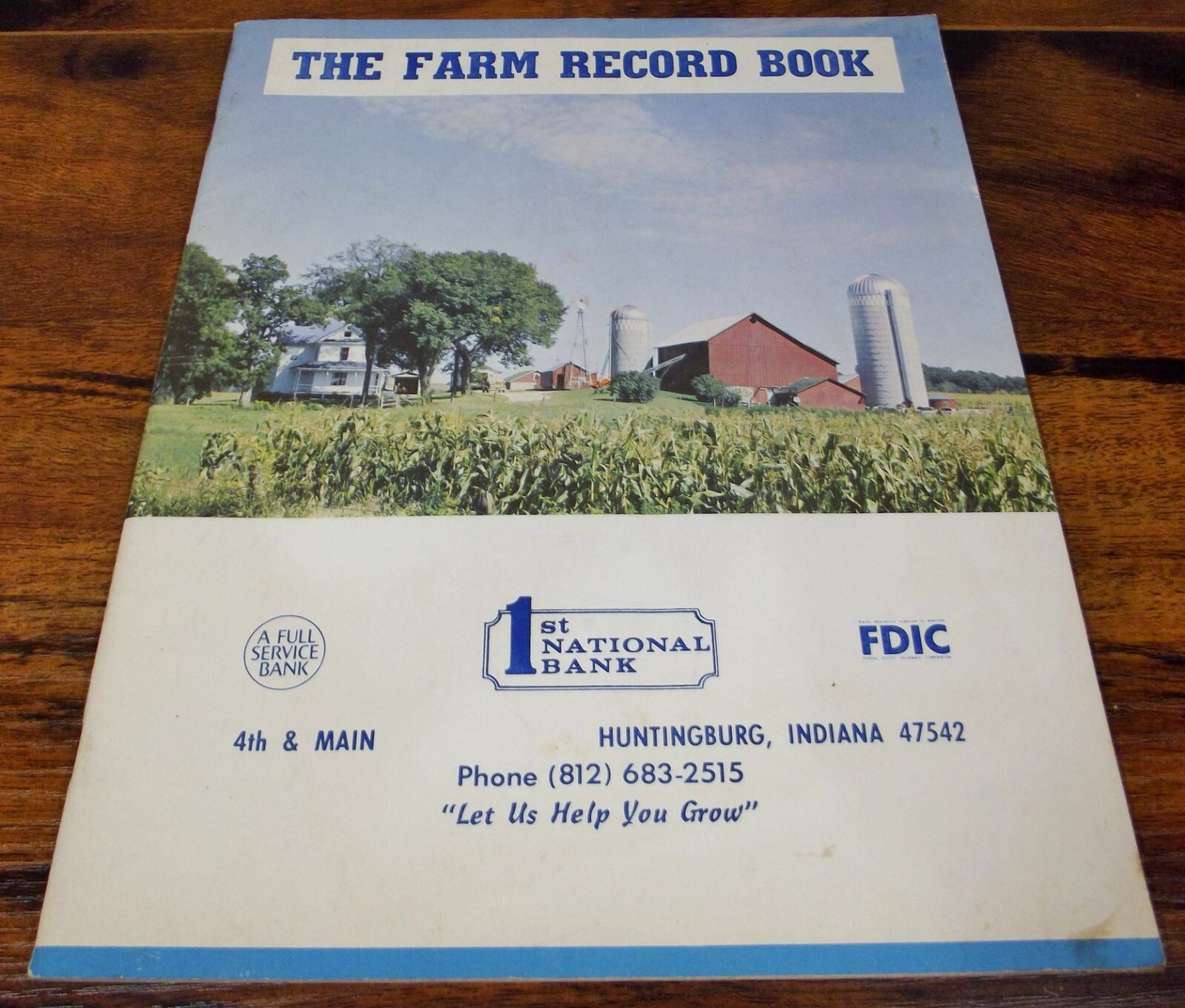 Vintage 1950 Farm Record Book – Unused Ledger, Bank Advertising Huntingburg, IN
