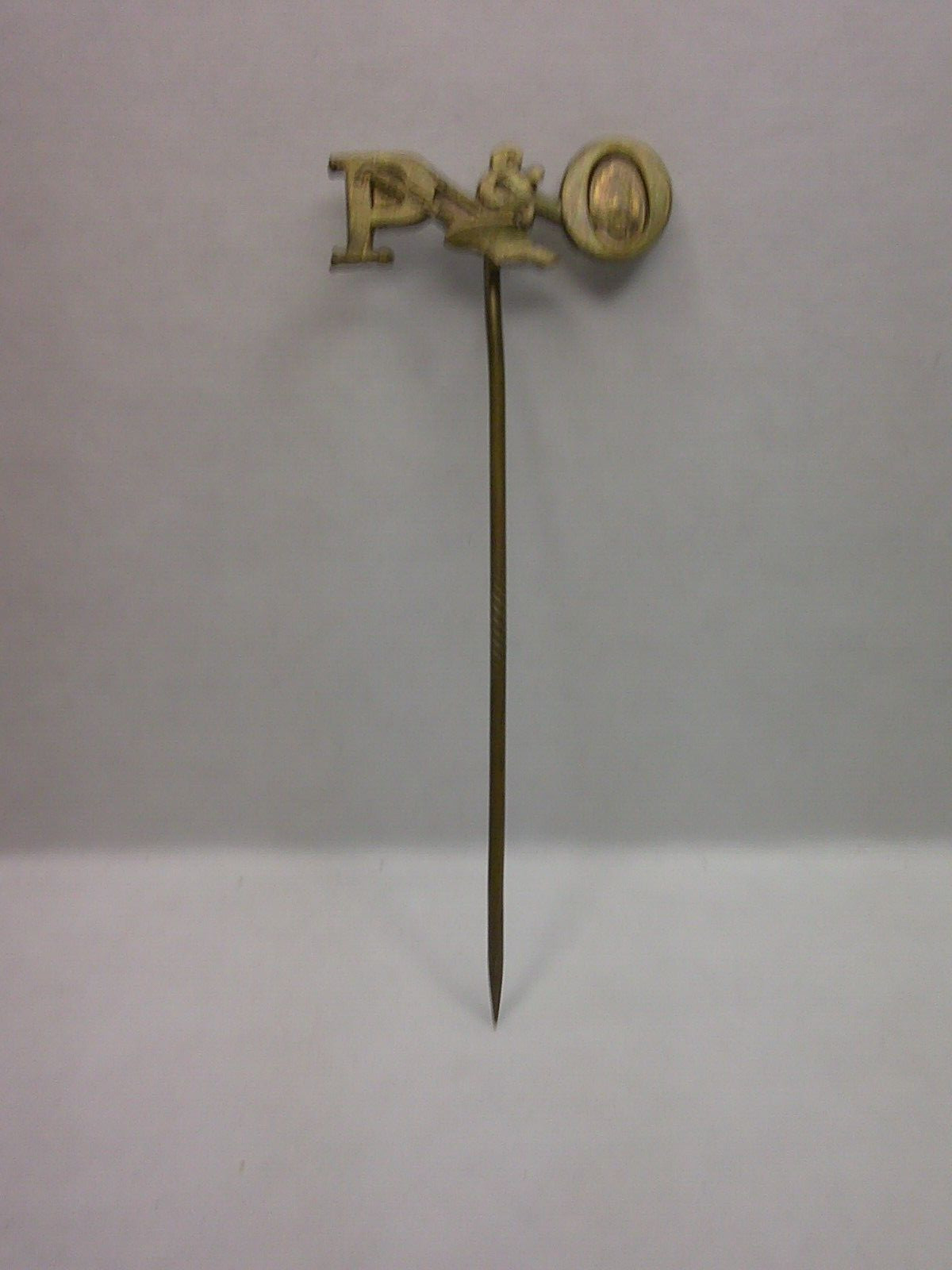 antique P & O Plow co. Canton, Ill. stick pin with depiction of plow on top Z93