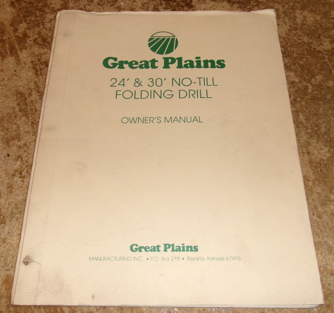 1991 great plains 24&prime; + 30&prime; no-till folding drills operators manual good used