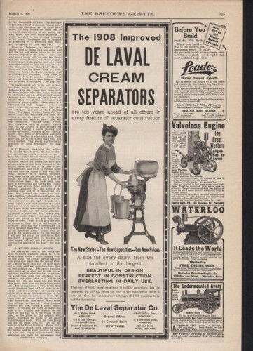 1908 DE LAVAL CREAM SEPARATOR MILK DAIRY EQUUIPMENT FARM AGRICULTURE AD 10438