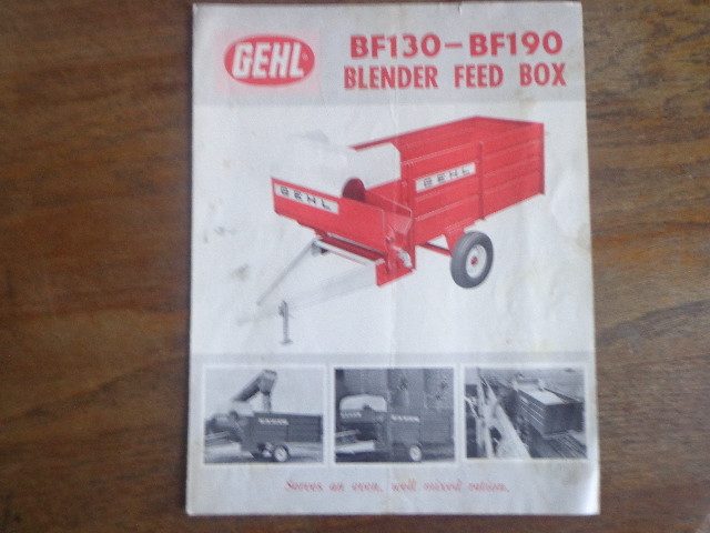 Gehl Blender Feed Box BF130 BF190 West Bend Sale Brochure Advertisement
