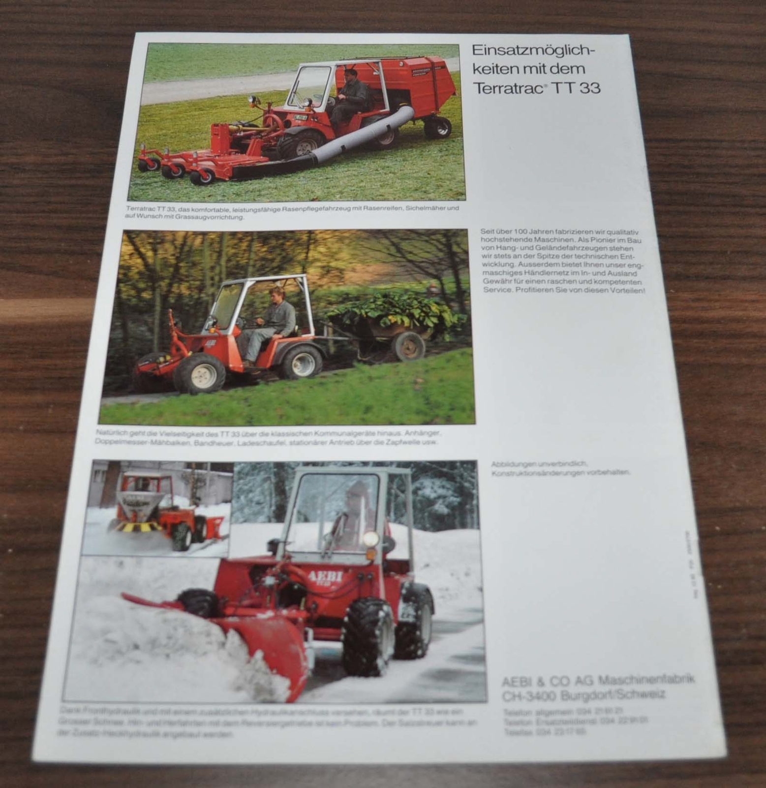 Aebi Terratrac Geratetrager Truck Agro Tractor Municipal Brochure Prospekt