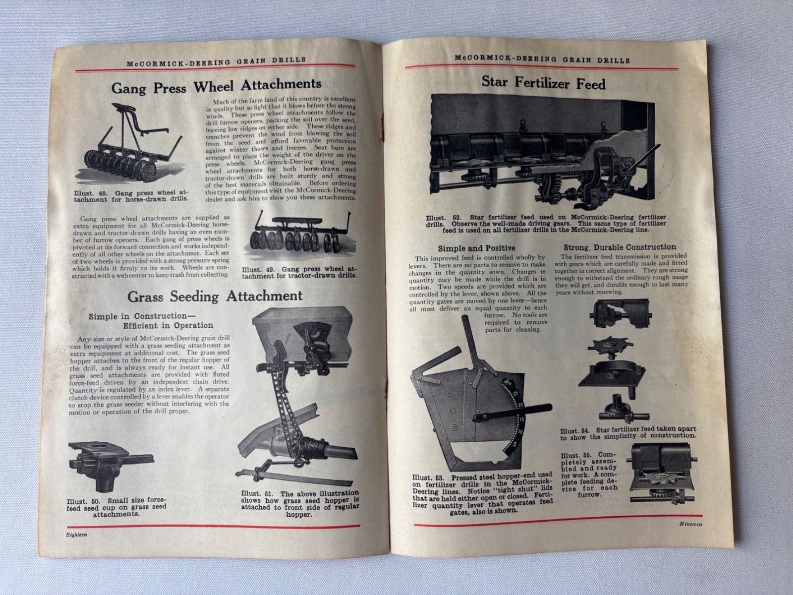 Antique McCormick-Deering Grain Drills Catalog Circa 1931 Great Illustrations