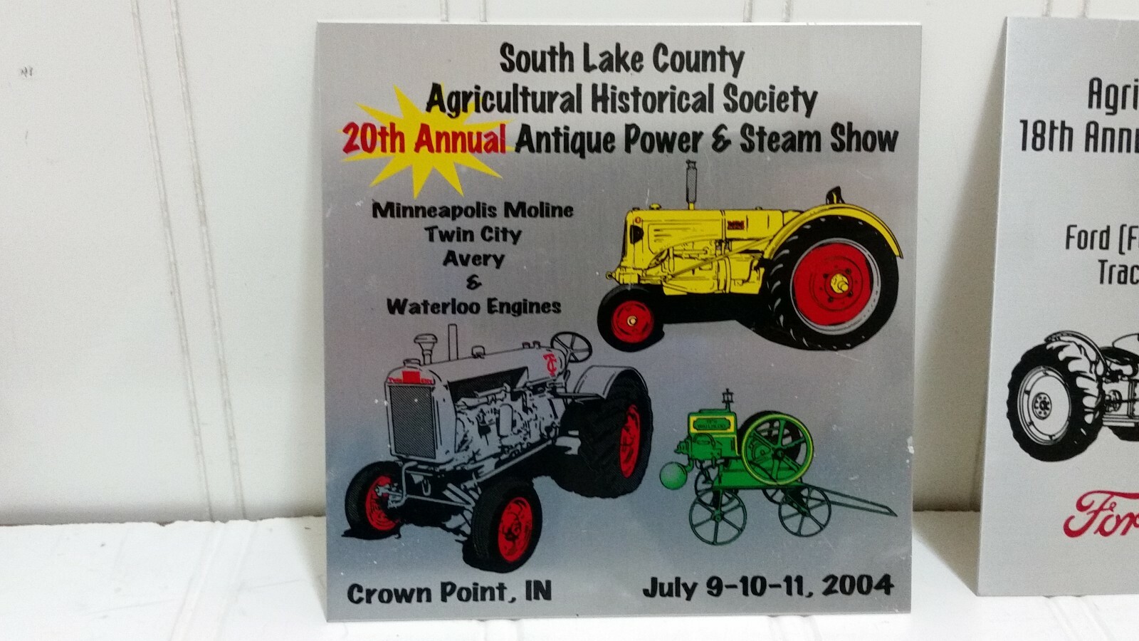 Steam Power & Antique Engine Show EXHIBITOR PLAQUE Lot Exibits Indiana Lake Co