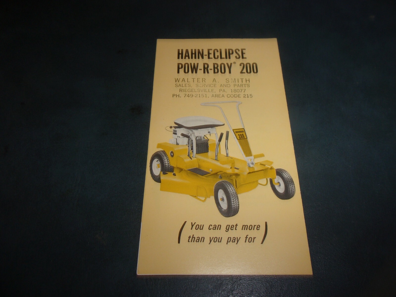 HAHN-ECLISPE POW-R-BOY 200/LTD 500 RIDING MOWER BROCHURE *** VINTAGE ORIGINAL
