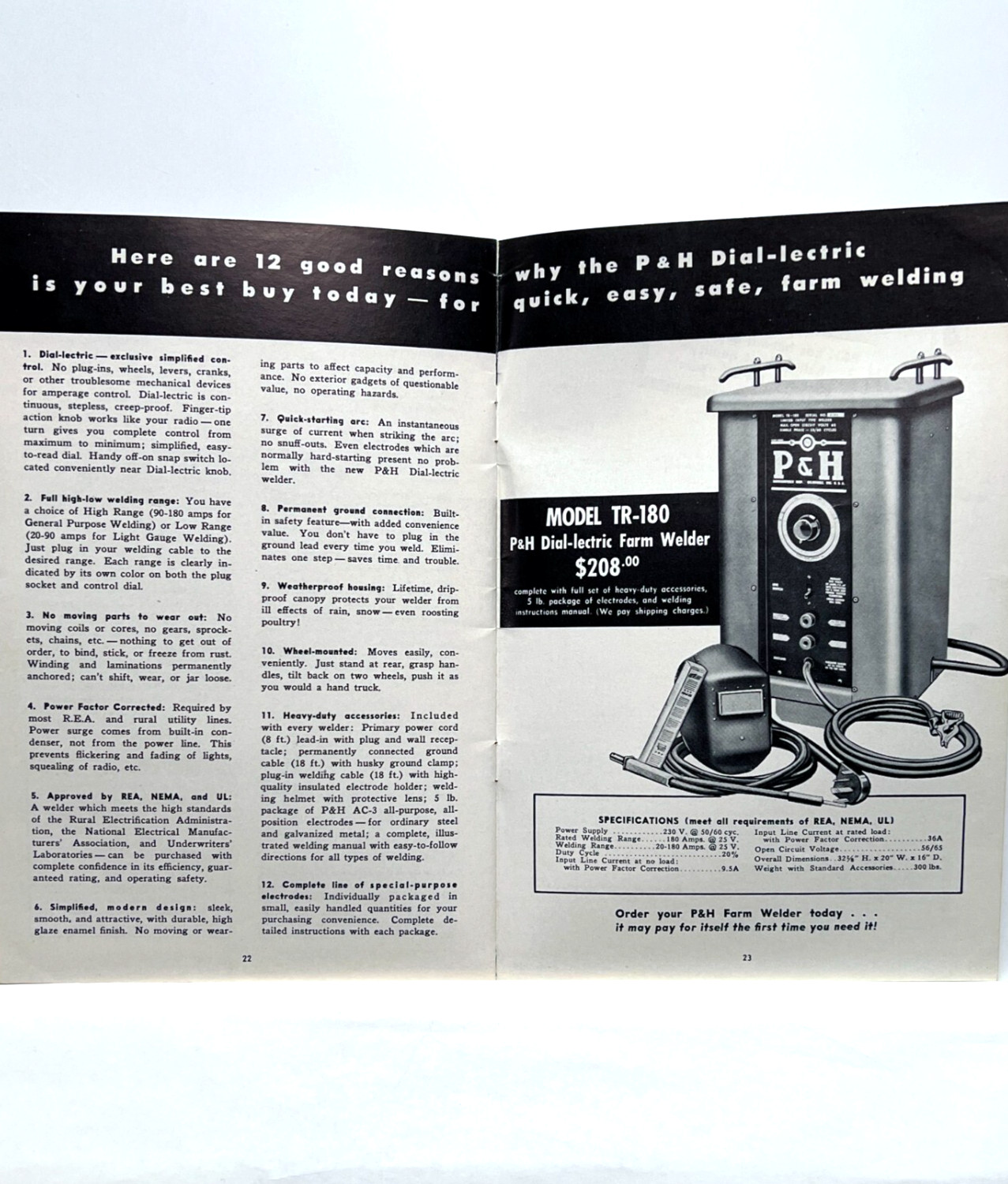 Vintage Practical Ways to use P&H Dial-lectric Farm Welder Brochure Manual