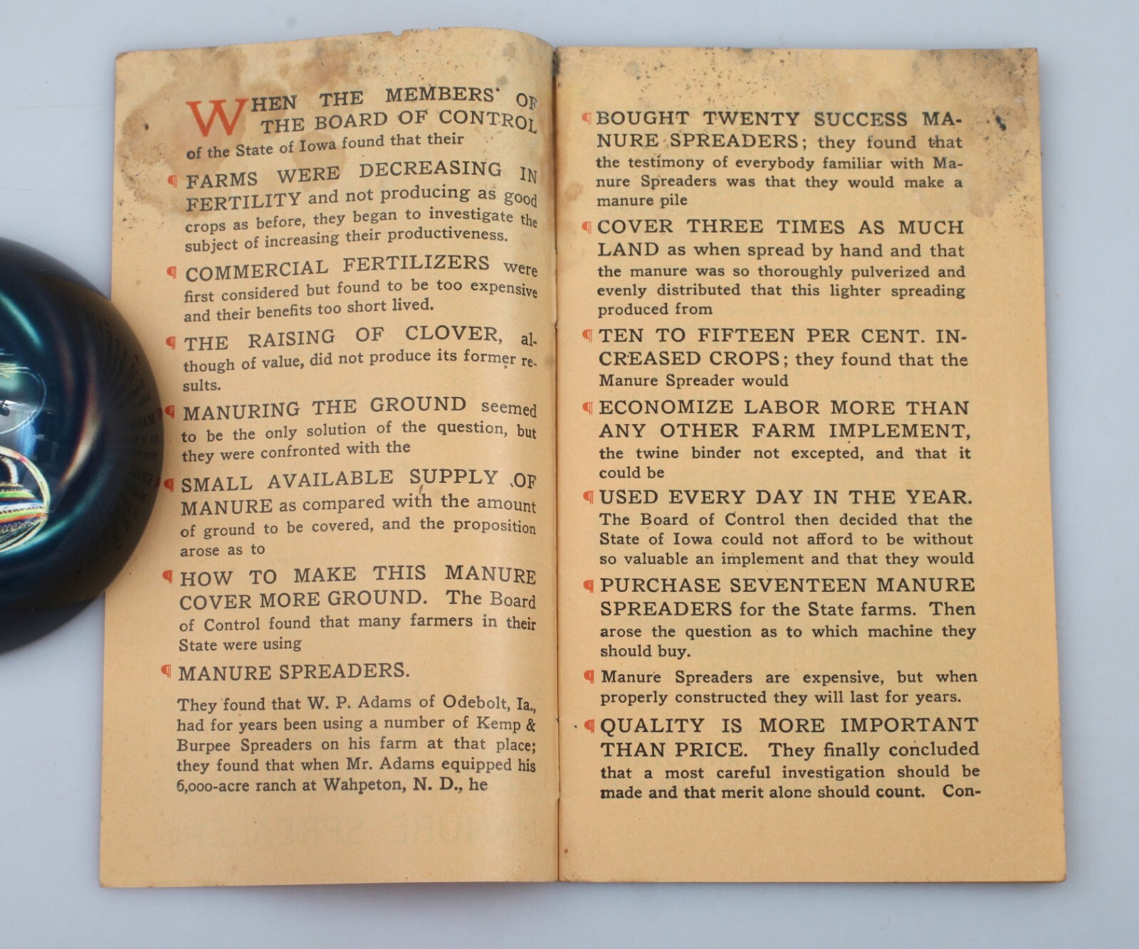 1905 Why the State of Iowa Bought Success Manure Spreaders Pamphlet Advertising