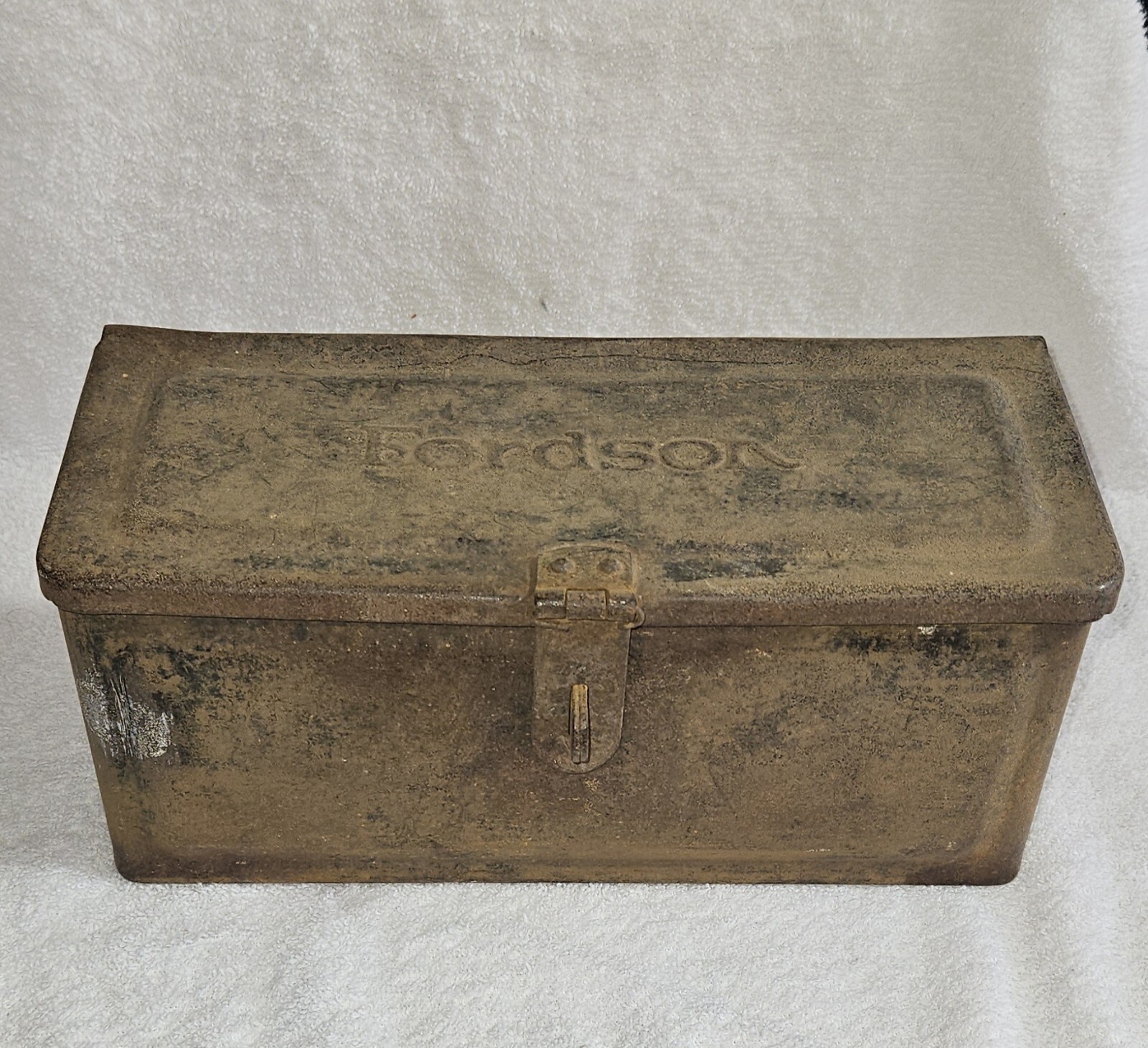 Vintage Fordson Tractor Tool Utility Box Embossed Lid Locking Clasp Early 1900&rsquo;s
