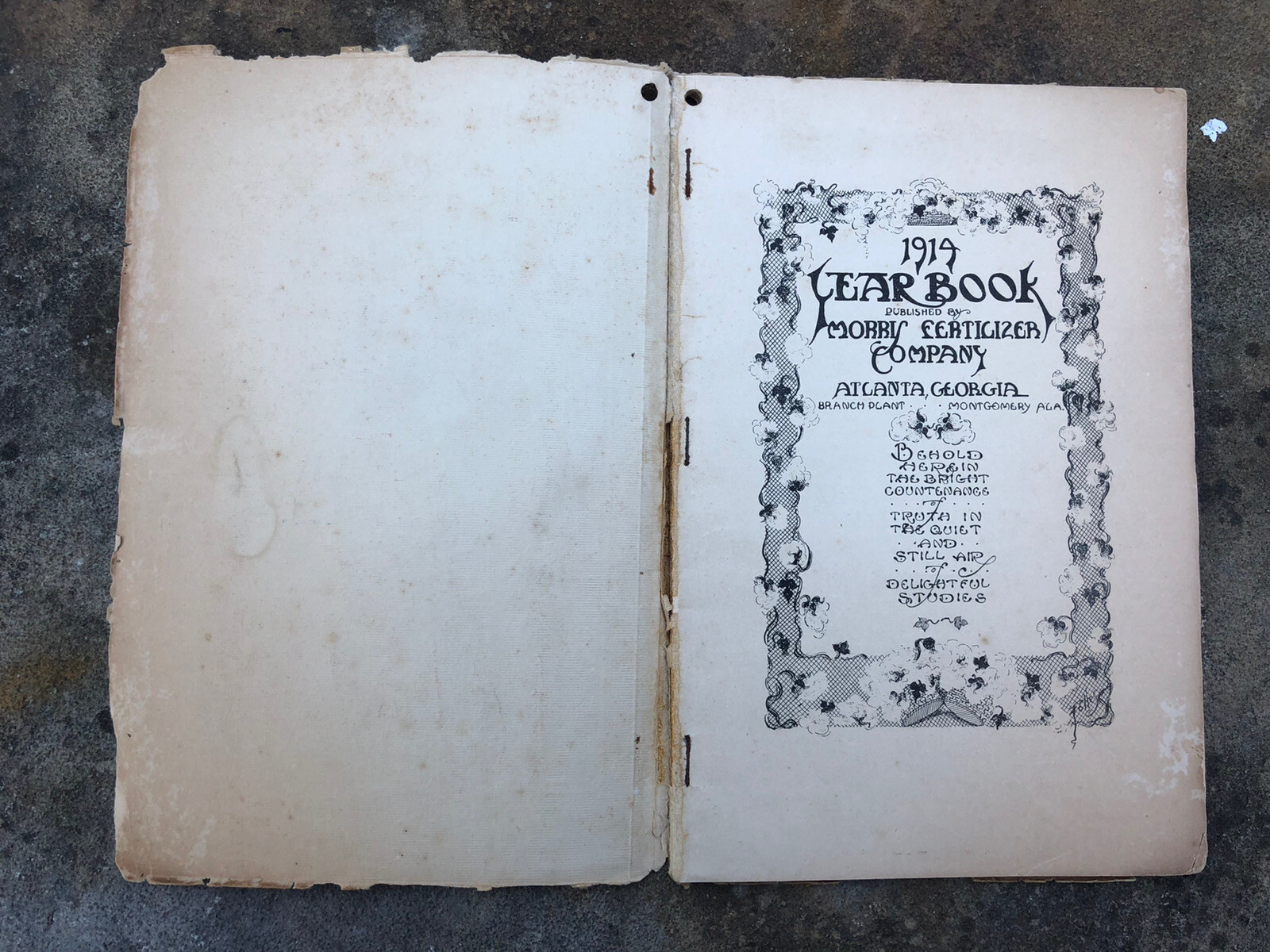 Antique 1914 Morris Fertilizer Co. Yearbook Atlanta Georgia Advertising Booklet
