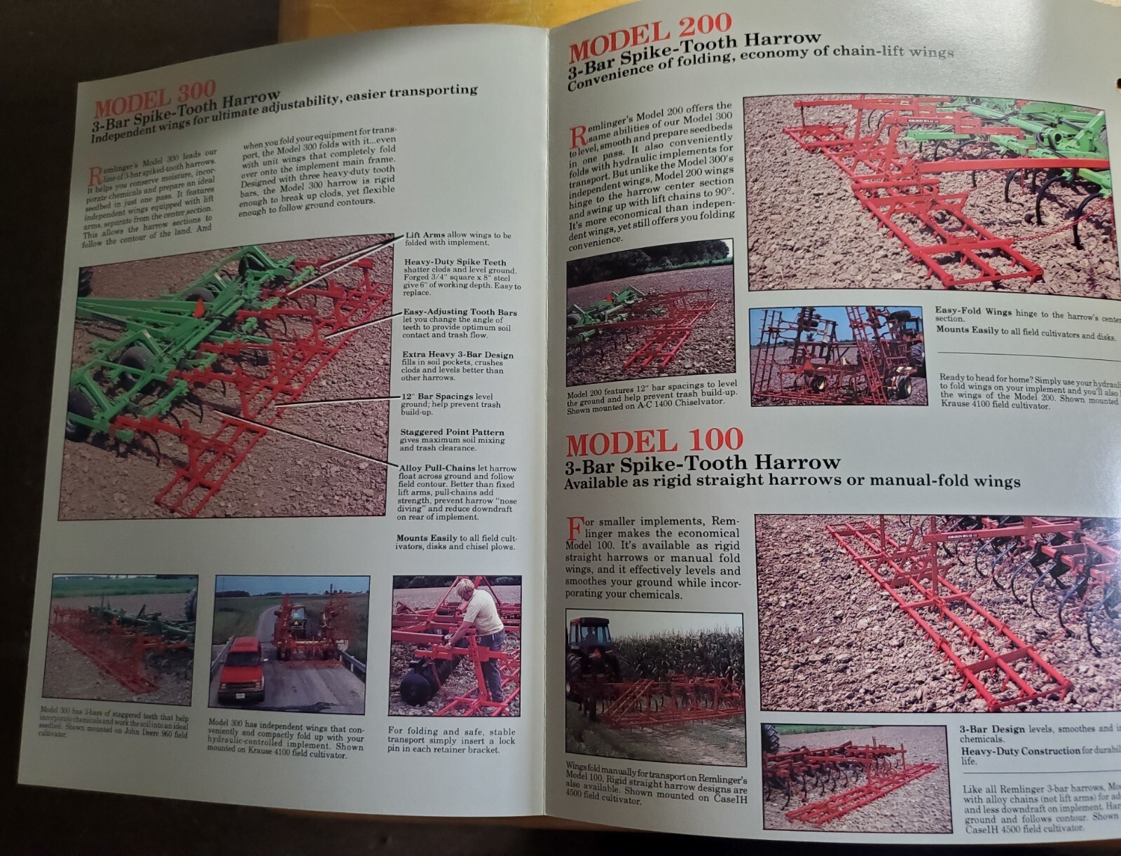 Remlinger Harrows Models Spike Tooth One Bar 300 200 100 Sales Pamphlet Brochure