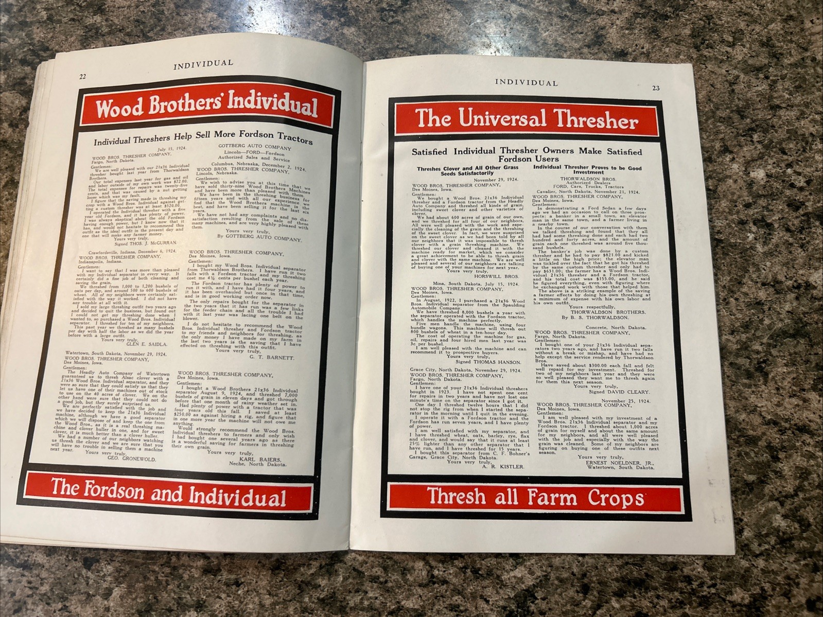 1925 Wood Brothers Thresher For Fordson Tractor Brochure Ag Equipment Ephemera