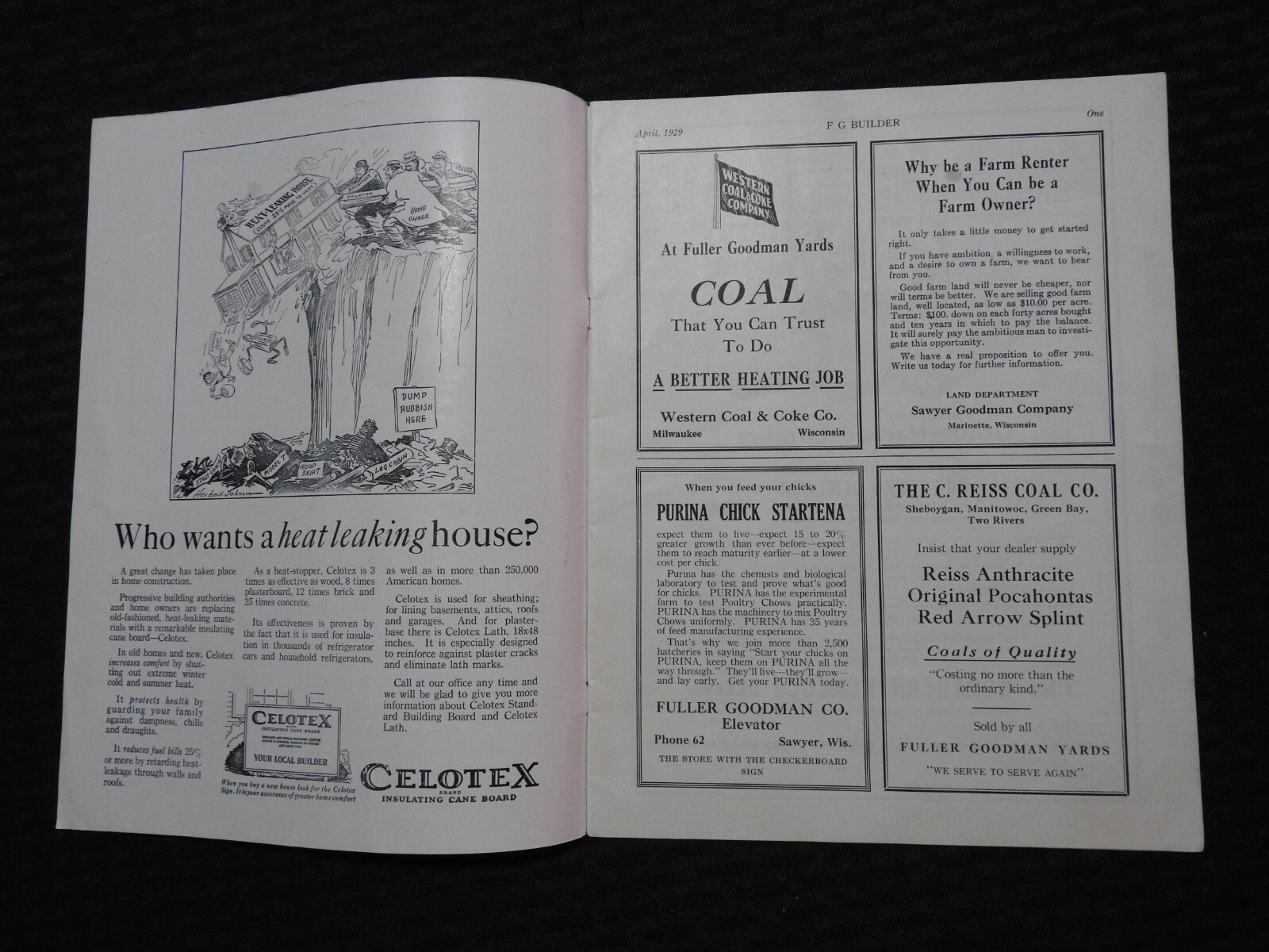 FG Builder January 1929 Fuller Goodman Co. Oshkosh Wisconsin Vol. 4 #4 Magazine