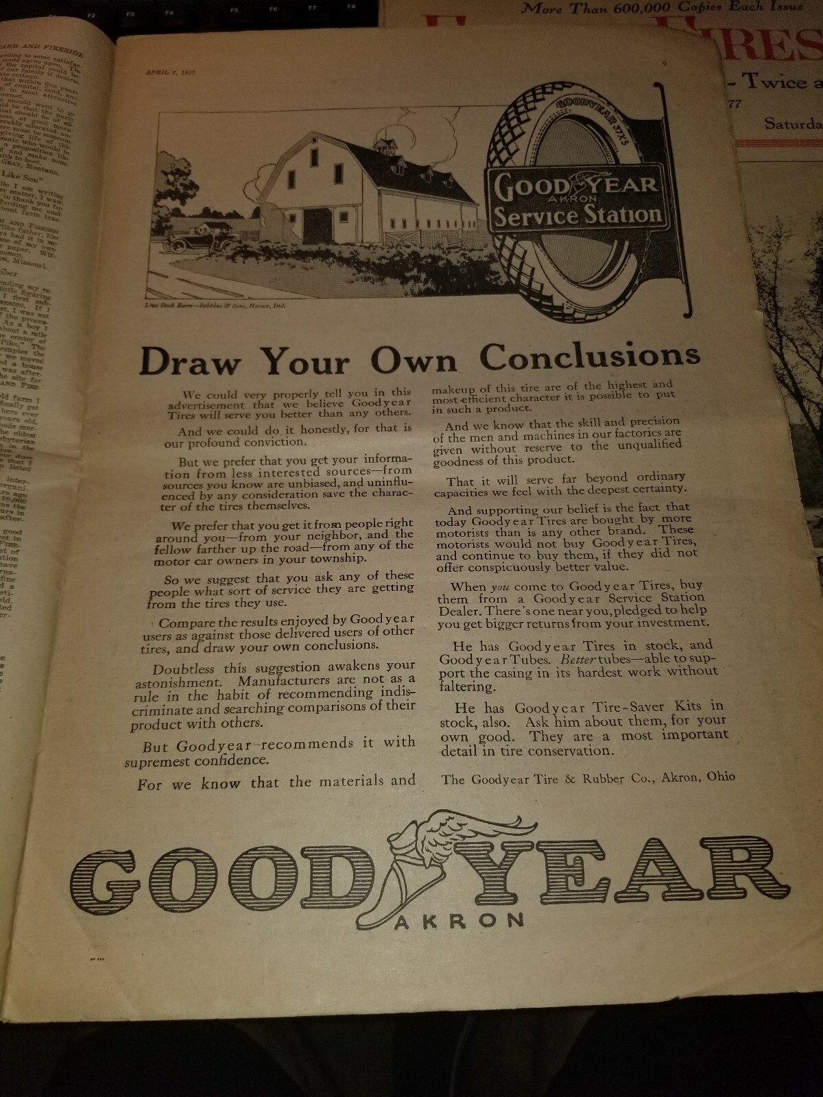 FARM and FIRESIDE, The National Farm Paper- Old Farmer Apr. 7 1917 John Deere…