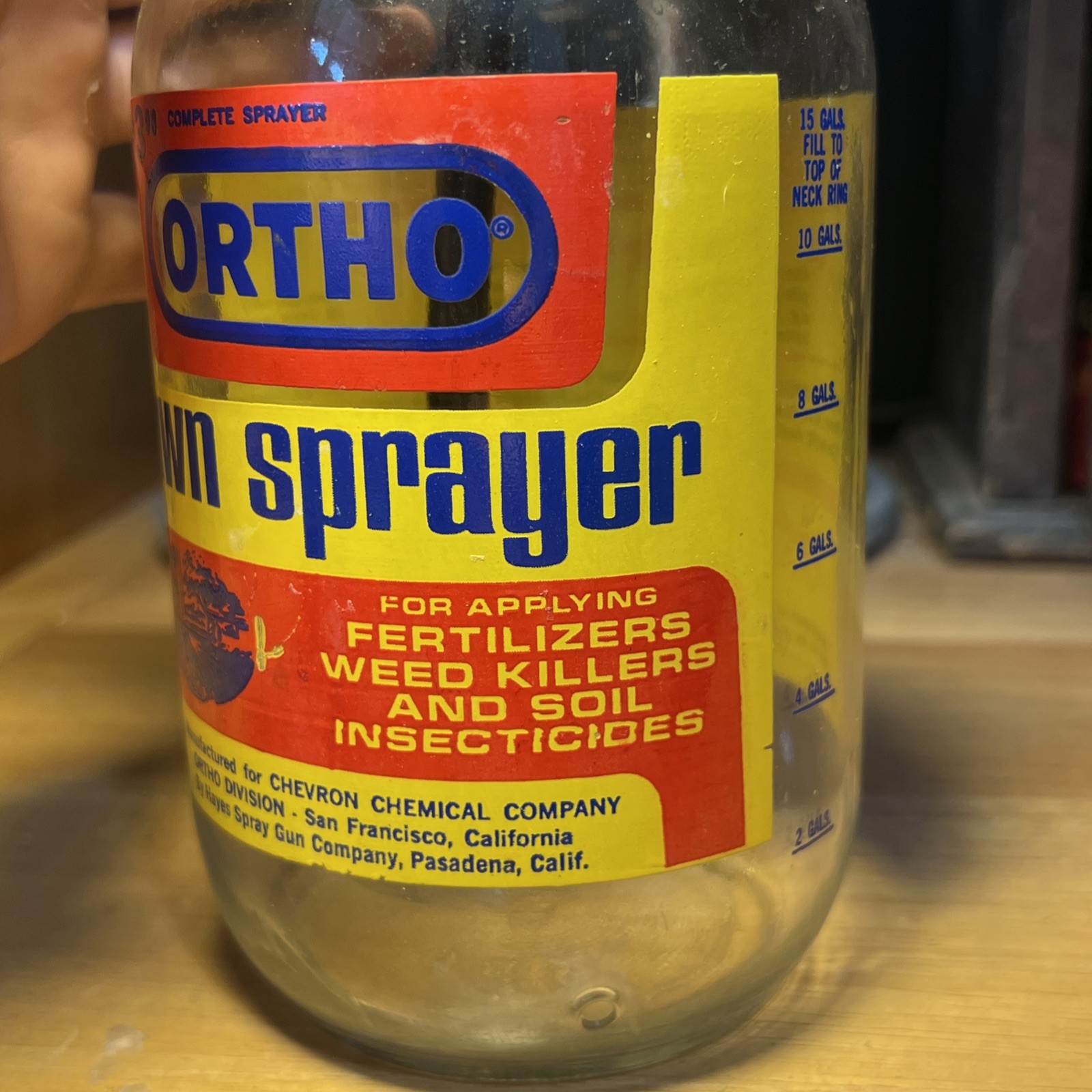 Vintage ACL Jar Bottle Ortho Lawn Sprayer Chevron Chemical Hayes California