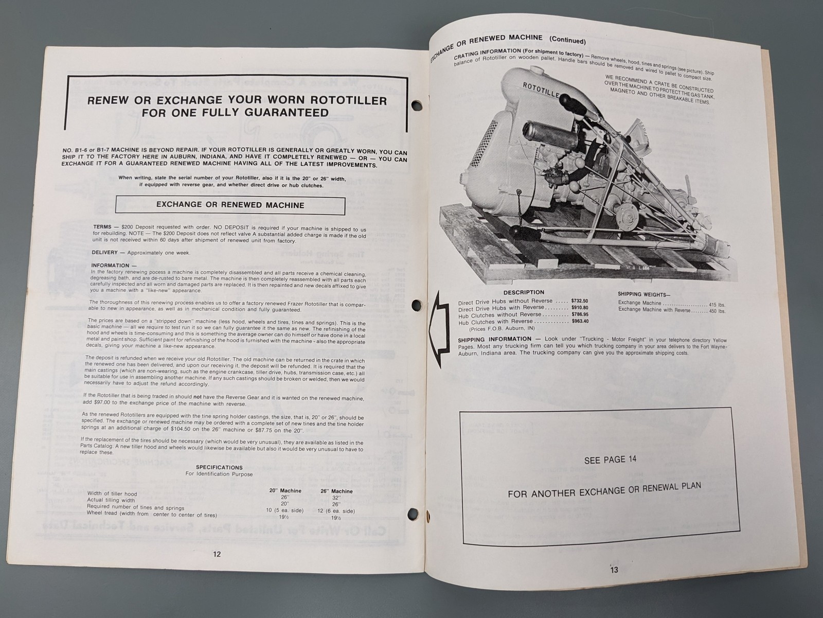 VTG Frazer Farm Equipment 1984 Rototiller Factory Parts + Price Catalog