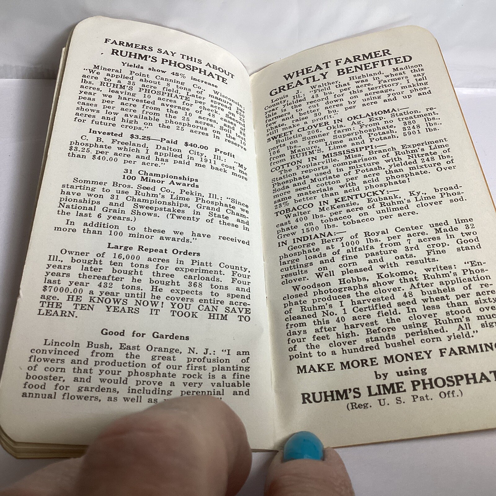 1938 FARM POCKET NOTEBOOK HOW TO INCREASE FARM PROFITS RUHM PHOSPHATE CO TN