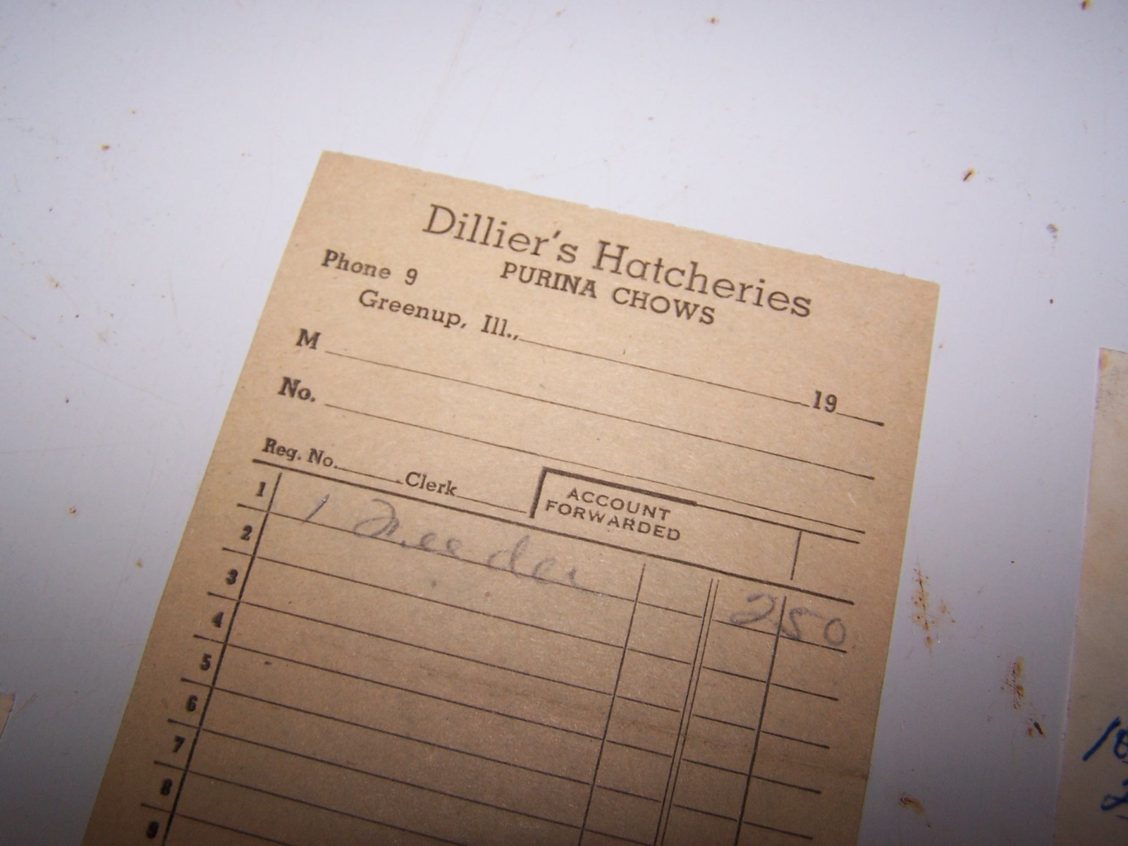 Five 1950&rsquo;s GREENUP ILLINOIS Sales Receipts – Dillier&rsquo;s Winnett&rsquo;s Wade&rsquo;s Greeson
