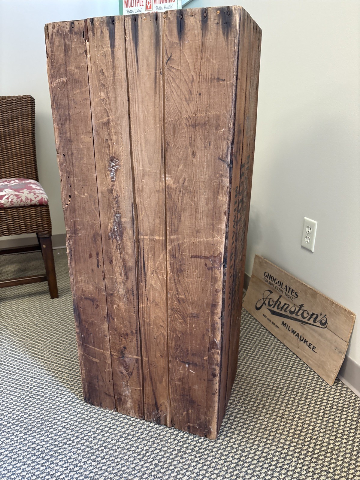 XL Antique Wooden Crate Beals & Torrey Shoe Co. Milwaukee Wisconsin Boot Box