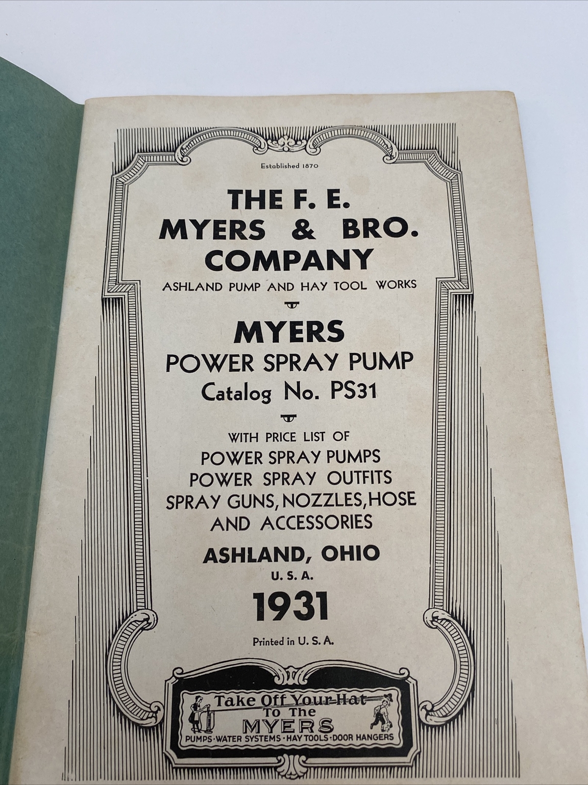 1931 Myers Power Spray Pumps PS.31 Catalog Lehigh Valley Supply Allentown Pa