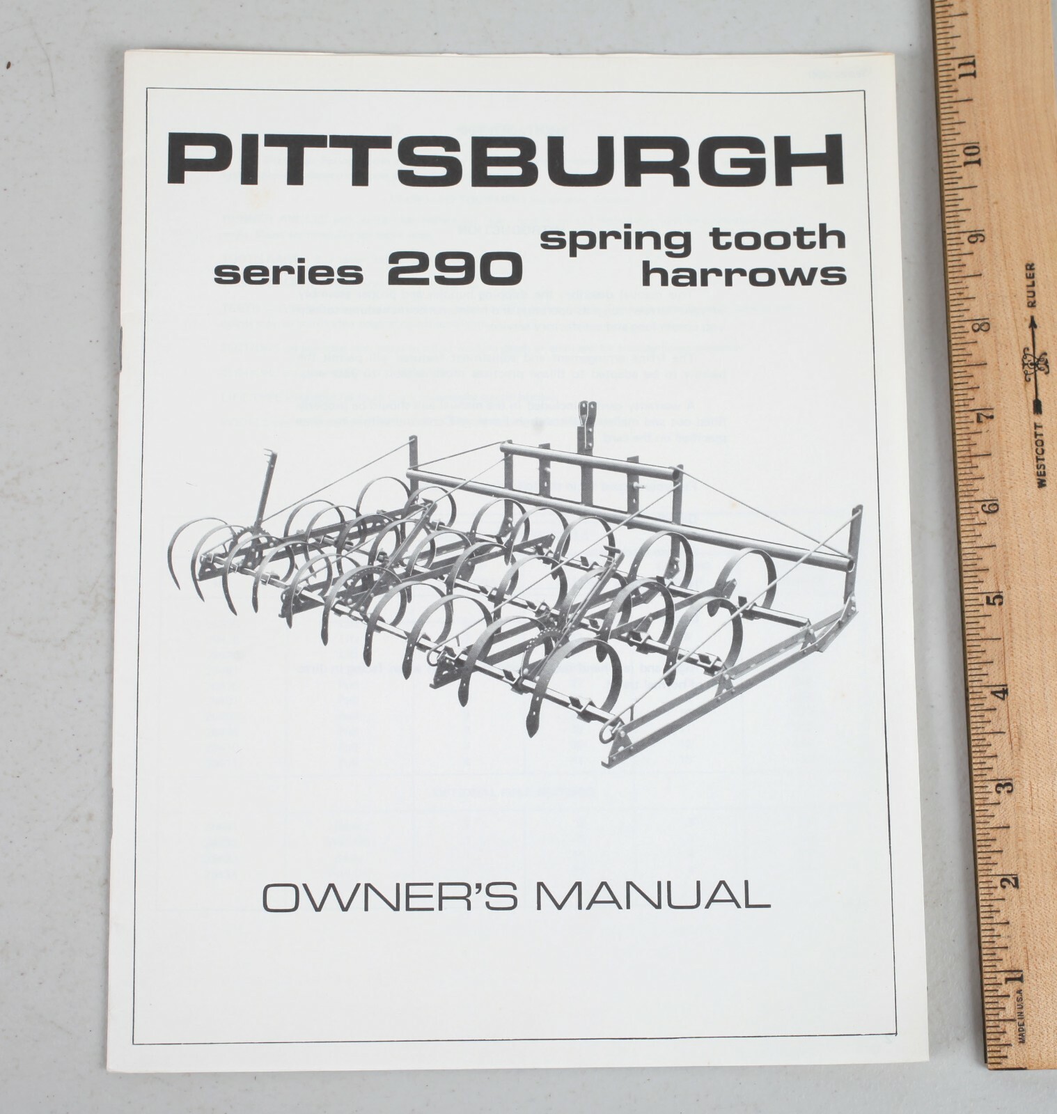 Vintage Pittsburgh Forgings Series 290 Spring Tooth Harrows Owner&rsquo;s Manual