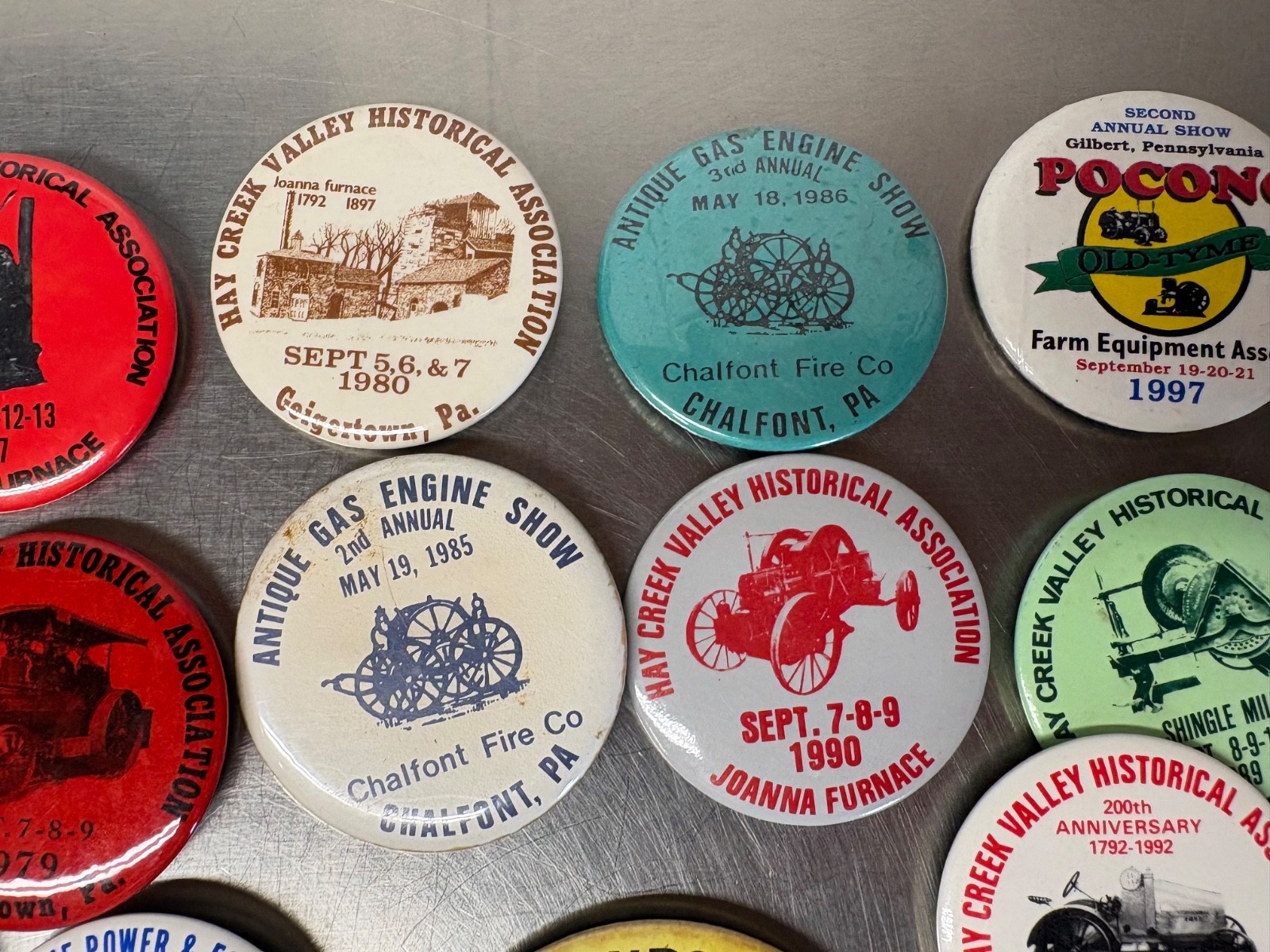 Collection Of Vintage Tractor & Steam Engine Show Pins Steam O Rama Hay Creek