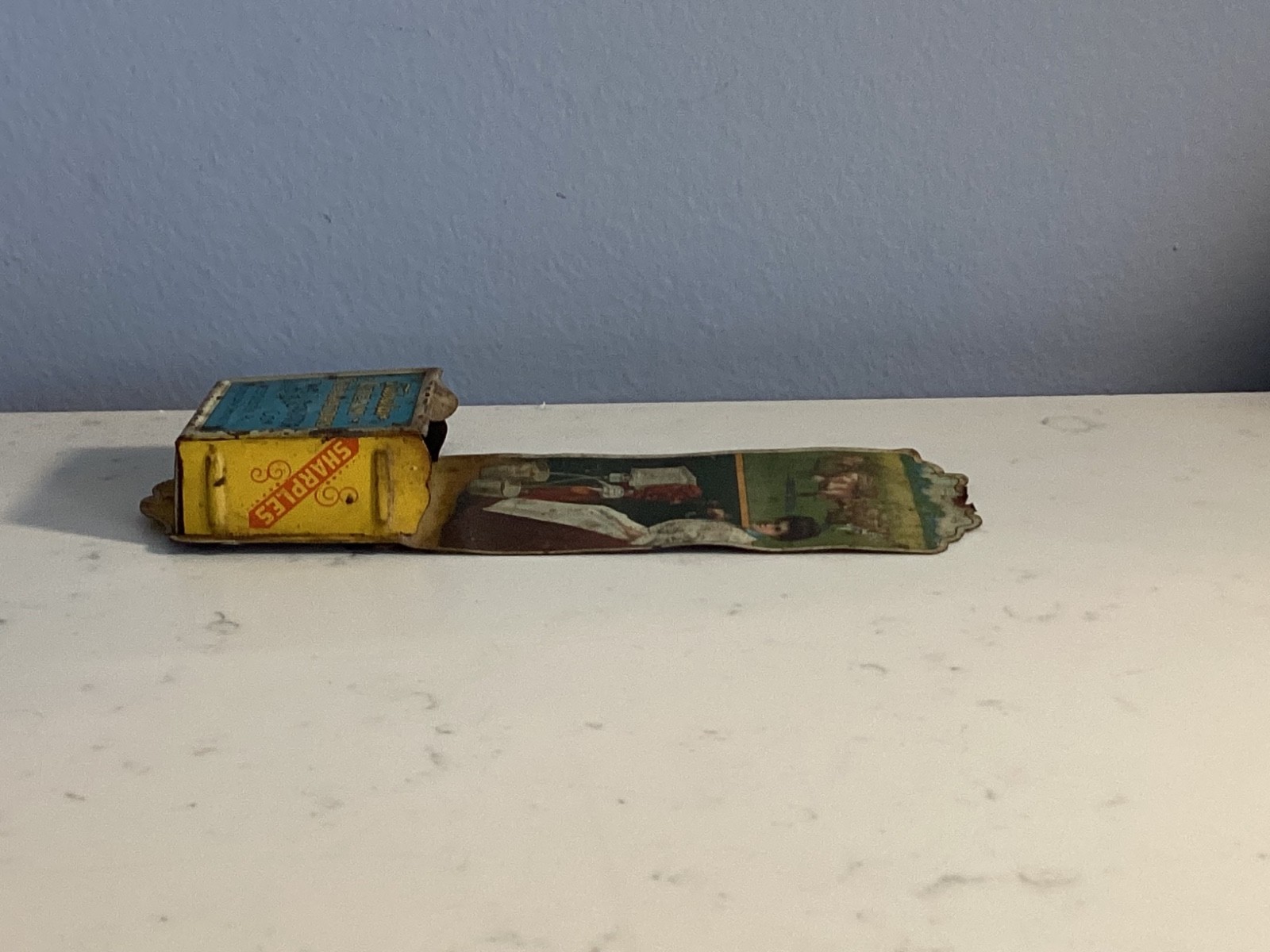 ANTIQUE SHARPLES TUBULAR CREAM SEPARTORS CO. MATCH HOLDER TIN MUST SEE NO RES