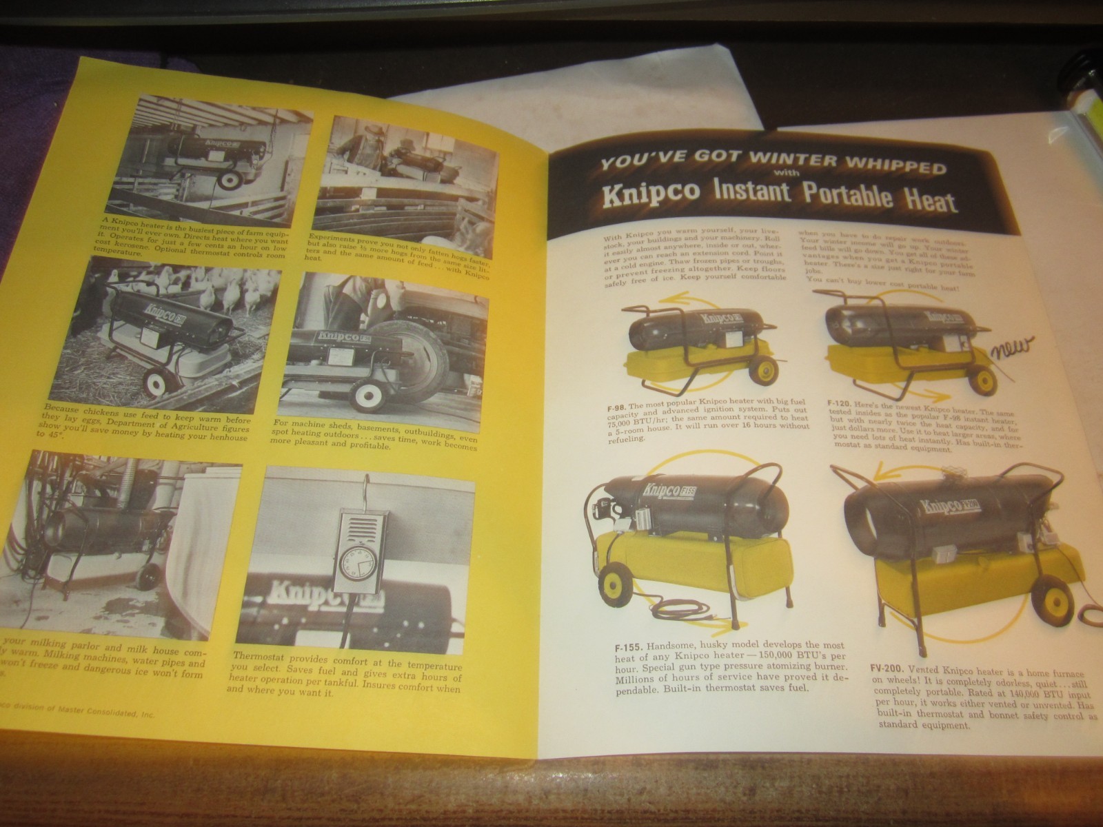 VTG 1965 Knipco Farm Heaters Roll Anywhere To Warm Machinery Animals Brochure
