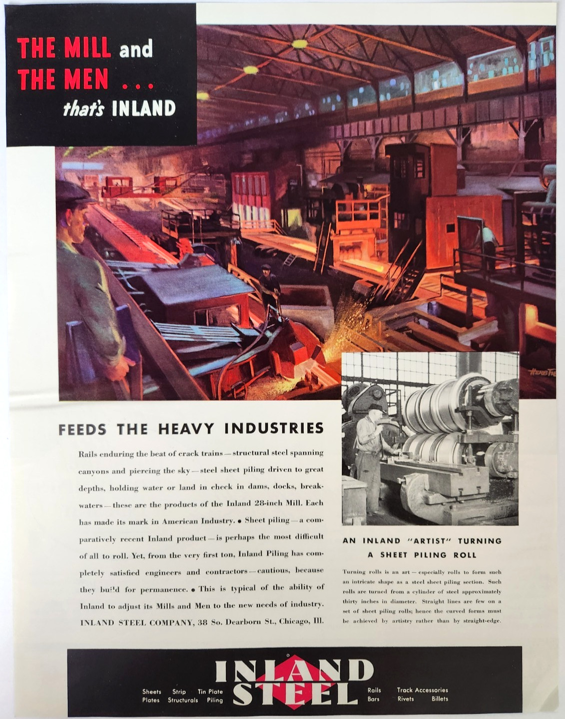 Sheet Piling Inland Steel Mill Industry Chicago IL Vtg 1935 Magazine Print Ad