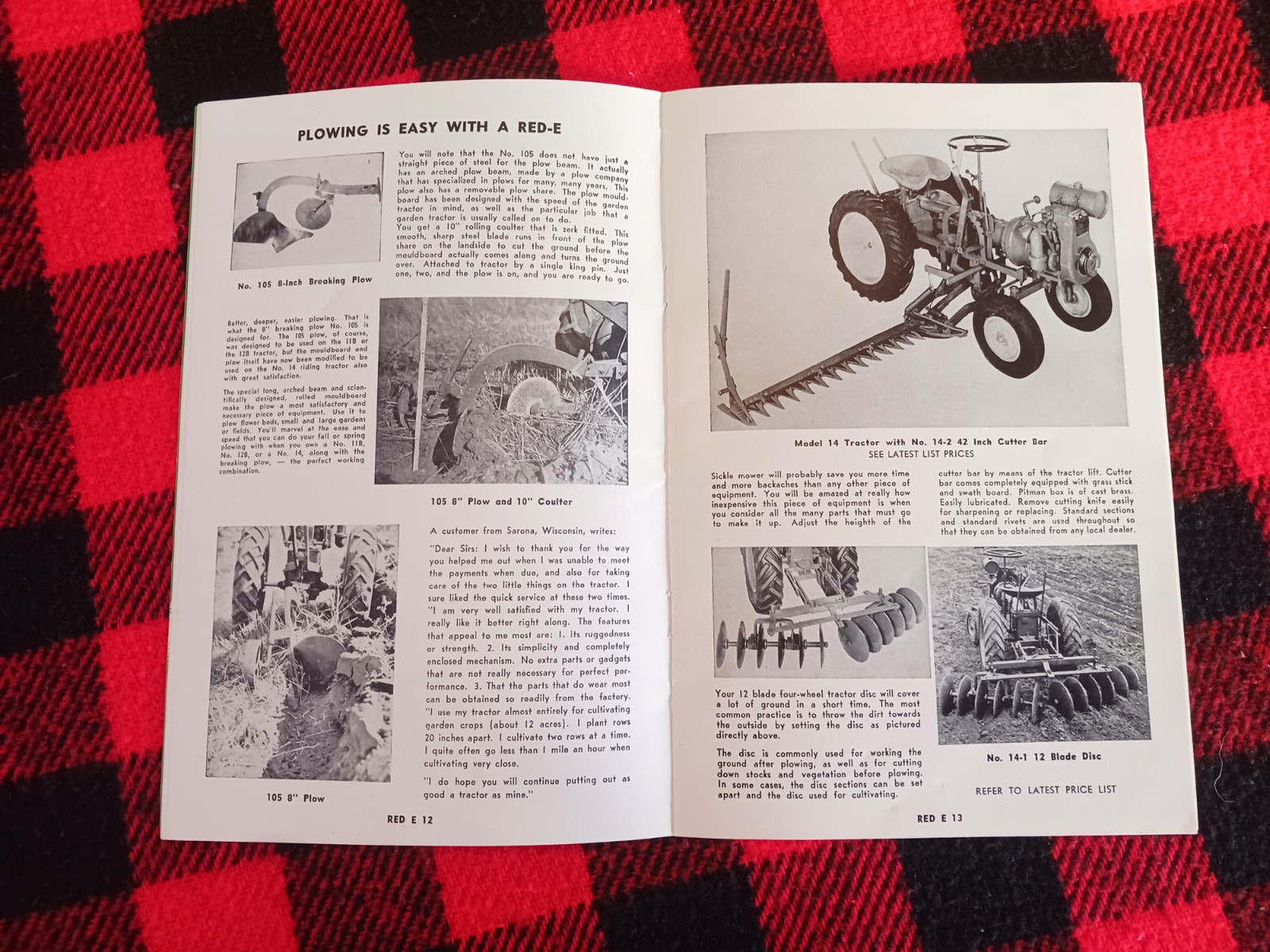 1951 Red-E Garden Riding Tractor Catalog Farm Cultivator Page Brochure
